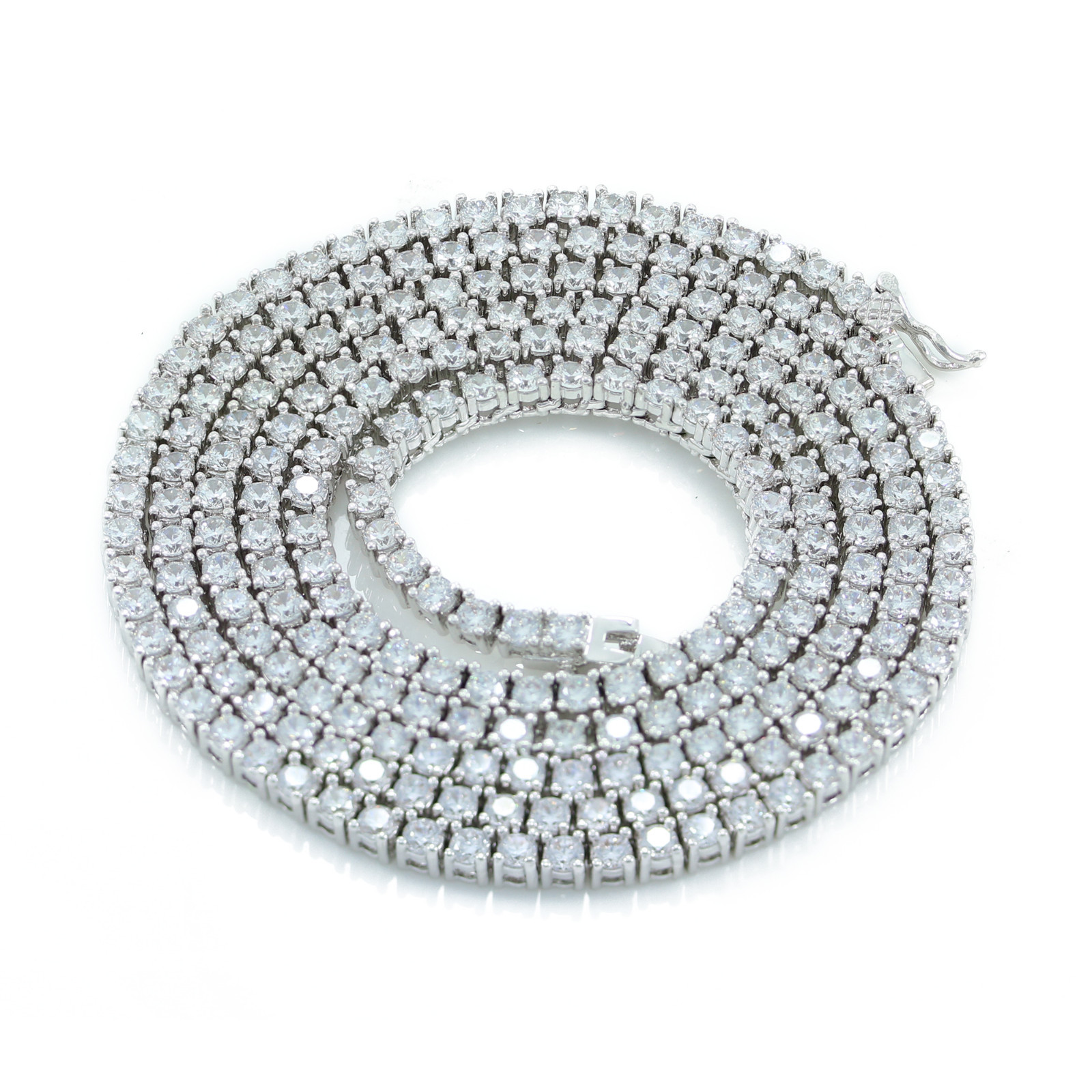 Unisex 3mm 1 Row Real 925 Sterling Silver Tennis Chain Necklace ANTI TARNISH