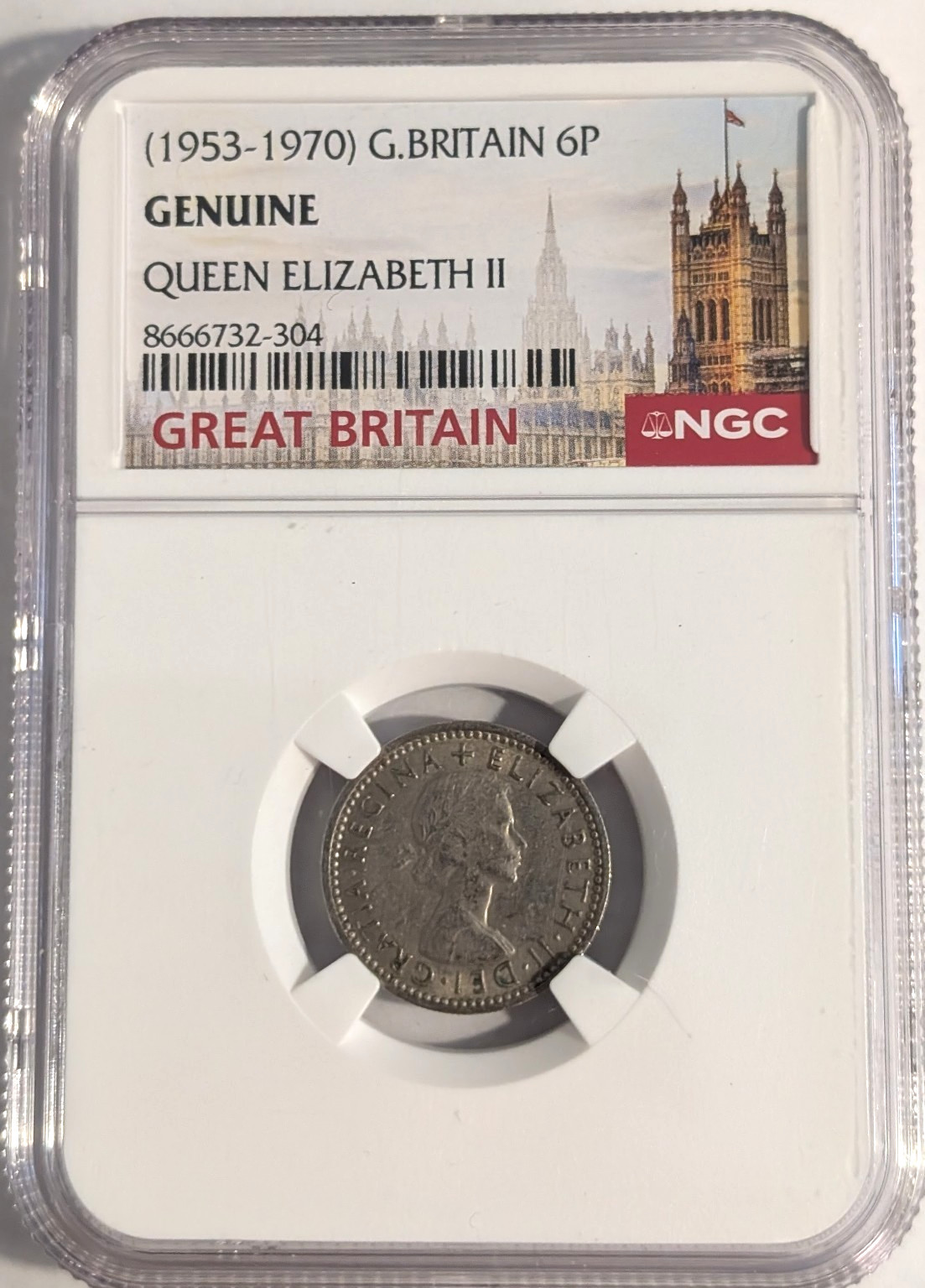 1959 Great Britain Sixpence Queen Elizabeth II NGC Genuine 6 Pence UK Coin