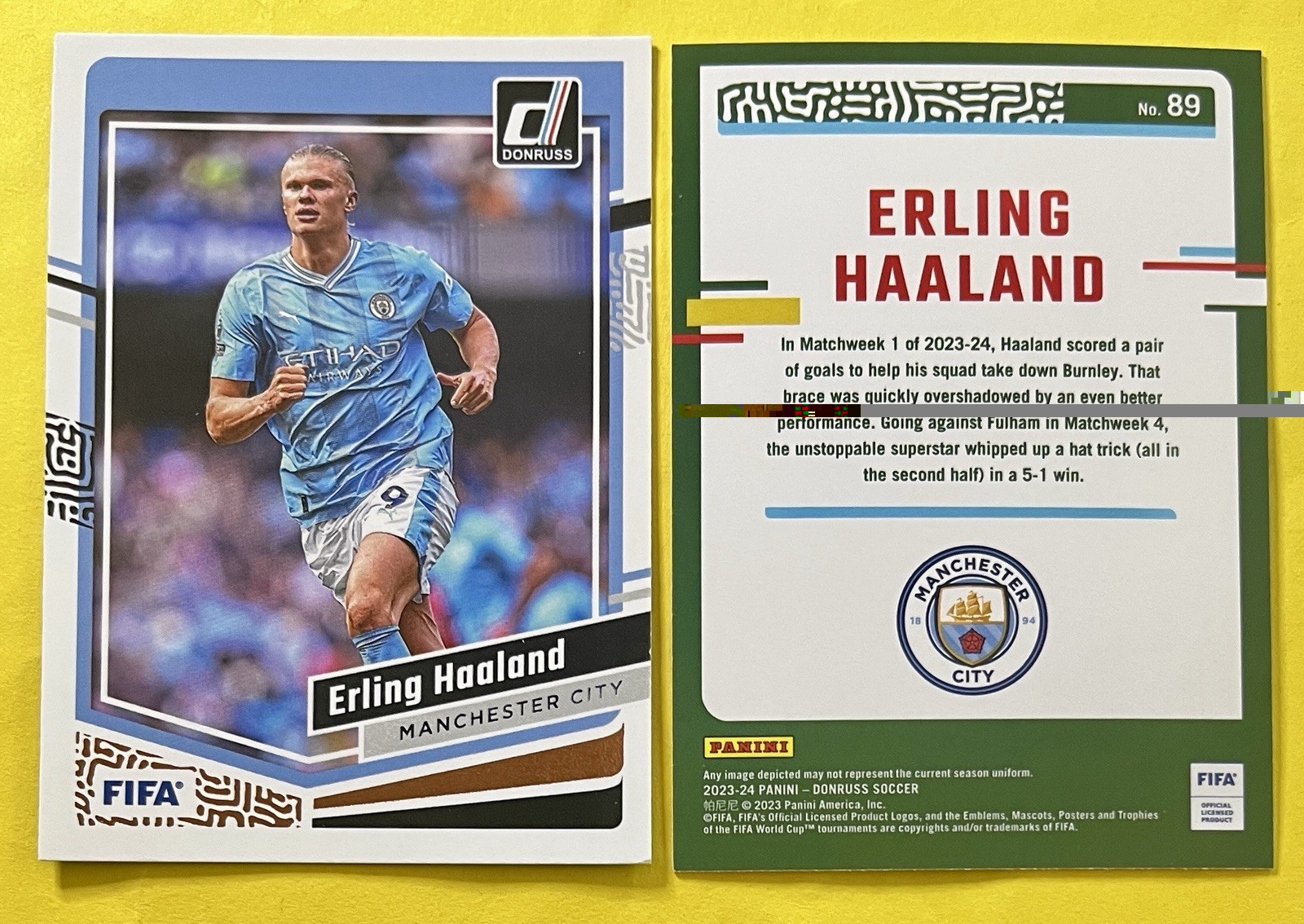 Erling Haaland 2023-24 Donruss FIFA Card #89 MANCHESTER CITY/ NORWAY (Base)