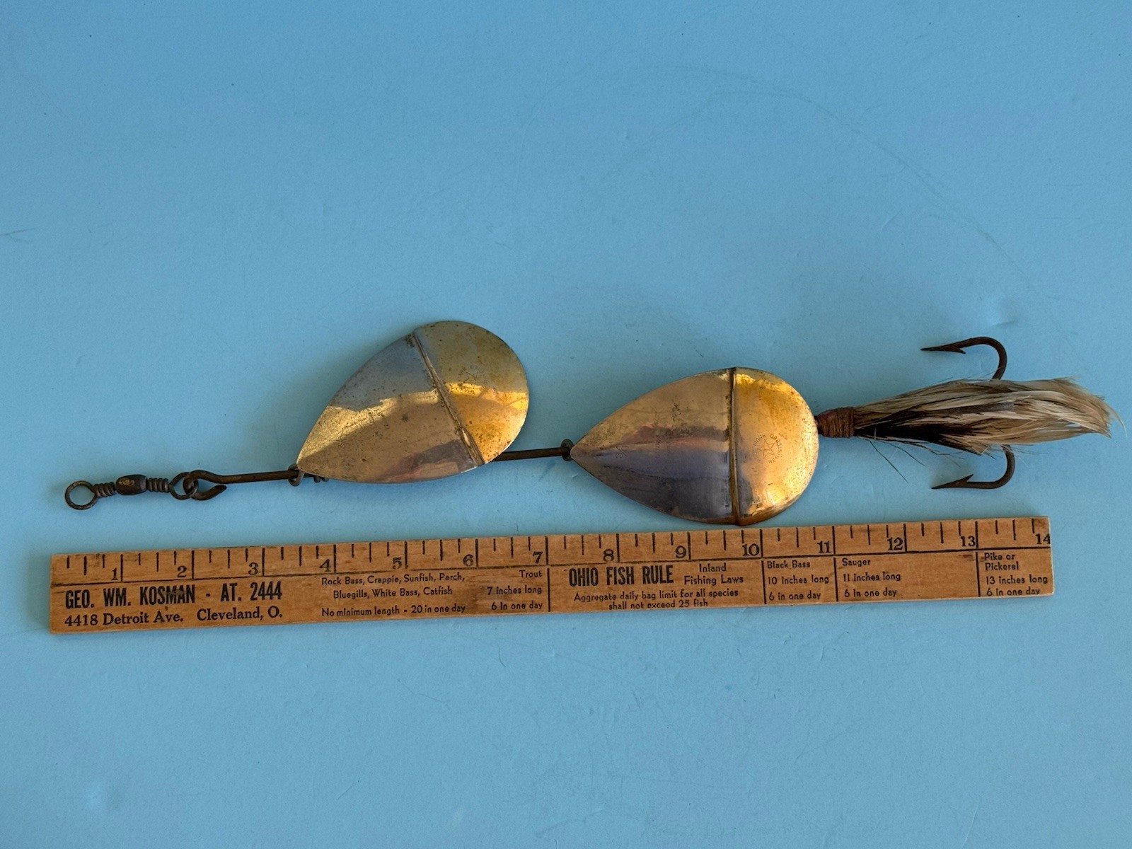 Genuine Antique Fishing Lure W.T.J. Lowe Large Star Tandem Spinner #3/0 c.1890’s