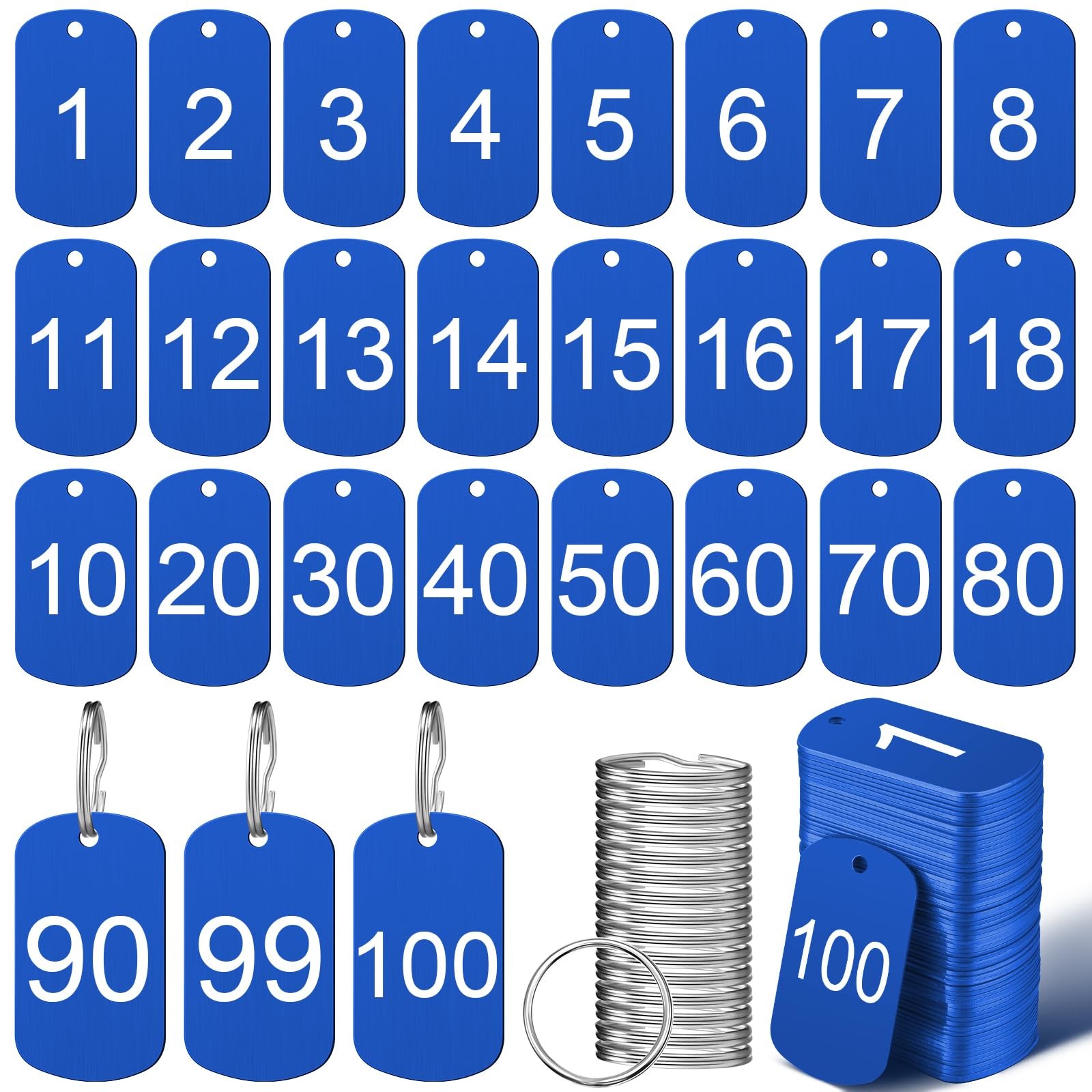 100 Pcs Aluminum Number Tags with Key Rings Number 1-100 Metal Key Tags for I... 100 Pcs Aluminum Number Tags with Key Rings Number 1-100 Metal Key Tags for I...