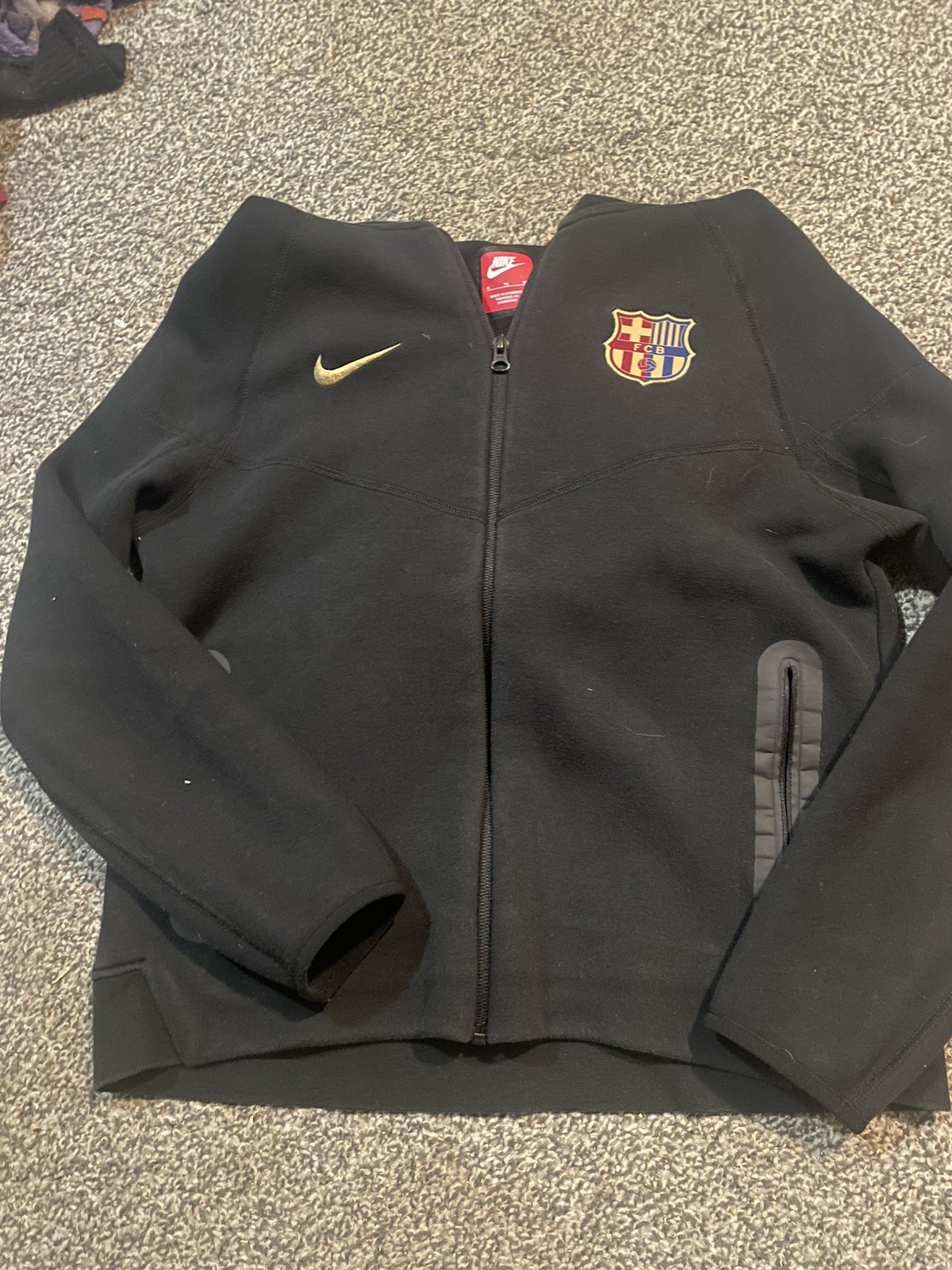 Nike FC Barcelona Full Zip Hoodie Jacket Kids Youth Size XL Black Authentic