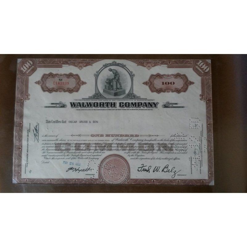 Historic Stocks USA 2 Piece, Walworth Company, E. Storage Battery Company