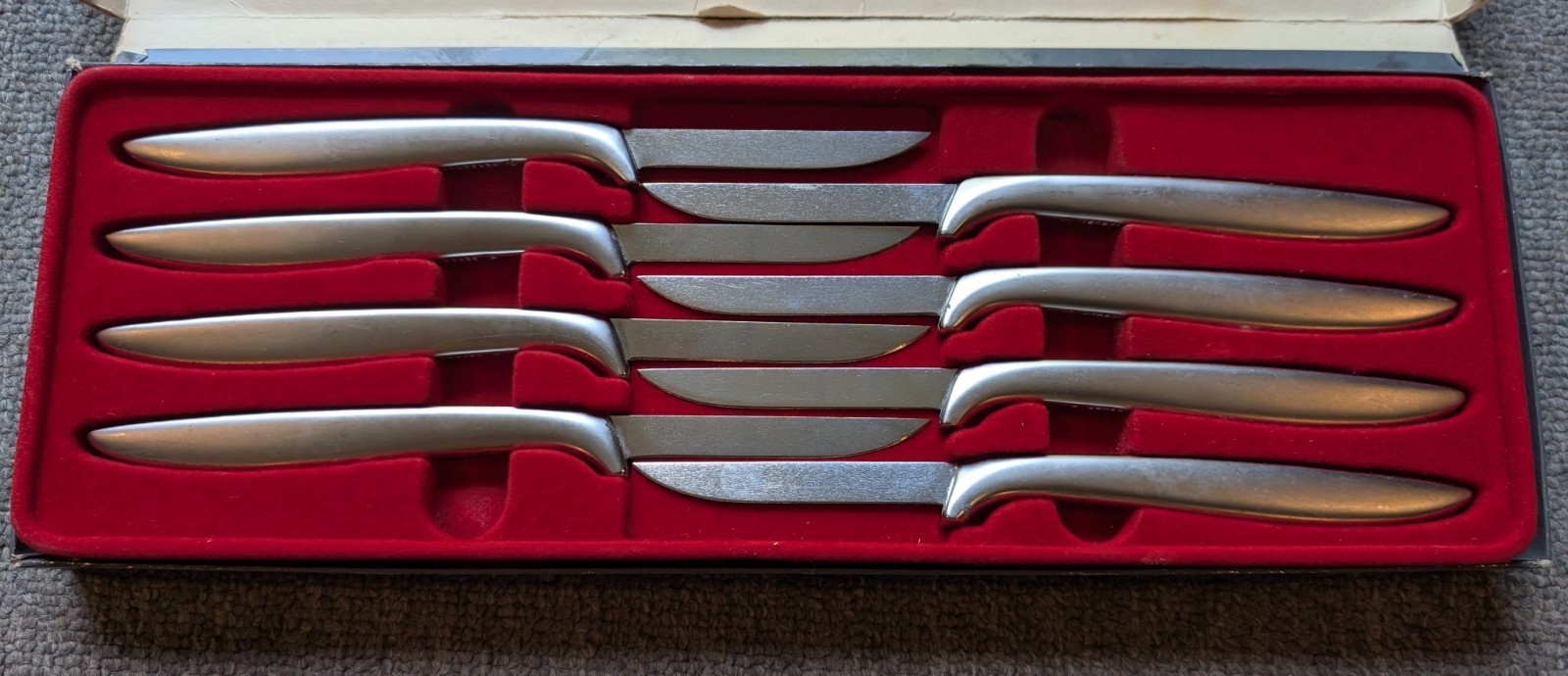 Vintage Gerber Legendary MCM Miming Steak Knives #210 Set Of 6 In Tray & Box