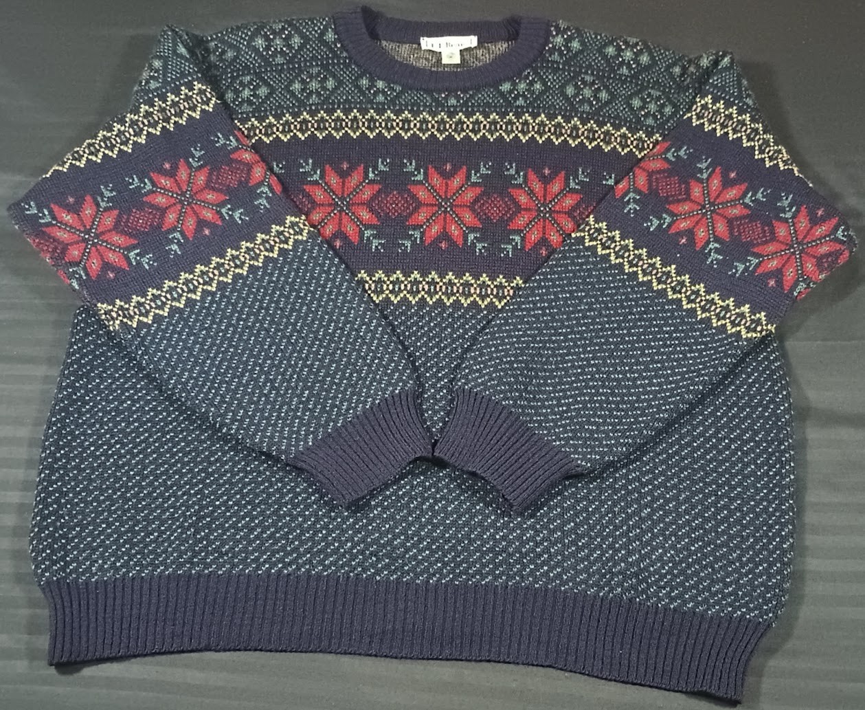 VTG L.L. Bean Worsted Wool Sweater Mens XL Nordic Snowflake Fair Isle Ireland Na