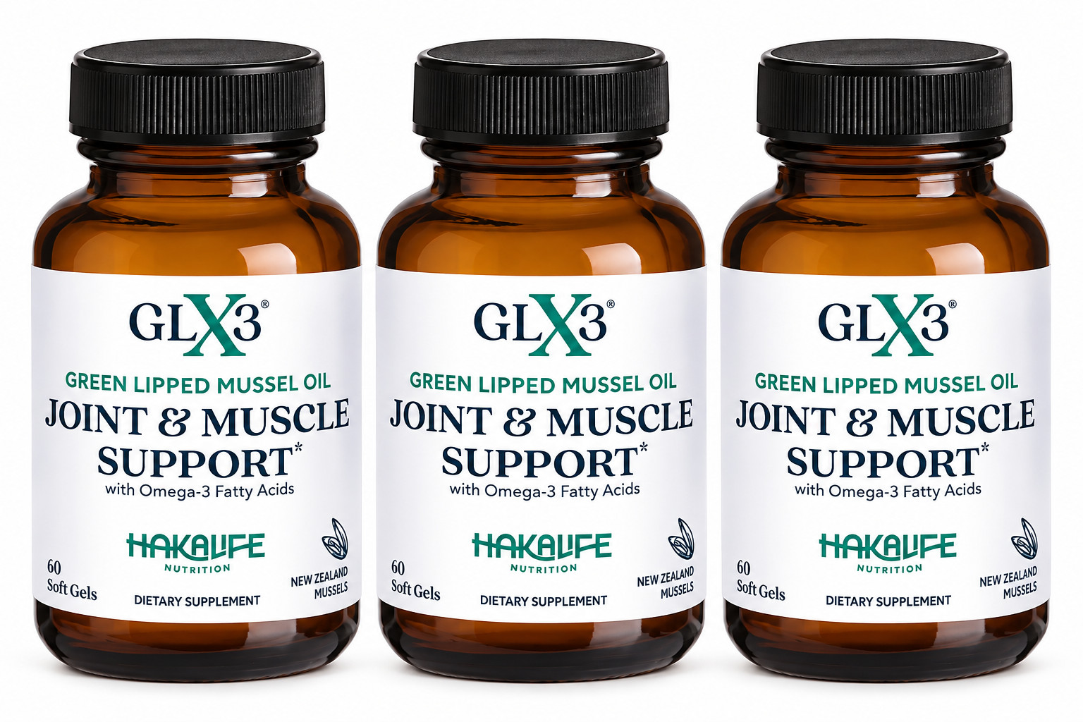 HAKA Life Nutrition GLX3 Extra Strength Joint & Muscle Support 3 Pack