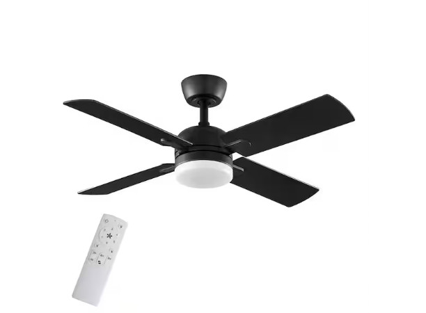 Hampton Bay Letta 42 in. LED Indoor Matte Black Downrod Ceiling Fan with Remote