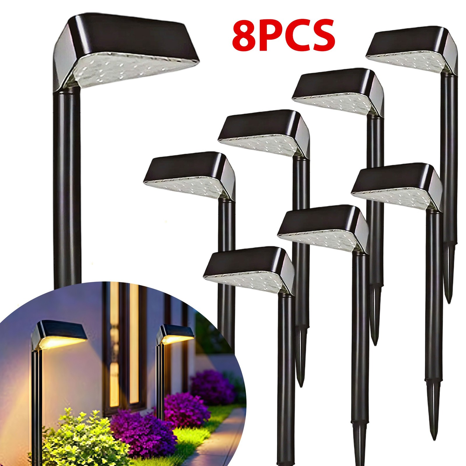 8 Pack LED Solar Pathway Lights Waterproof Outdoor Landscape Lawn Walkway Lamp