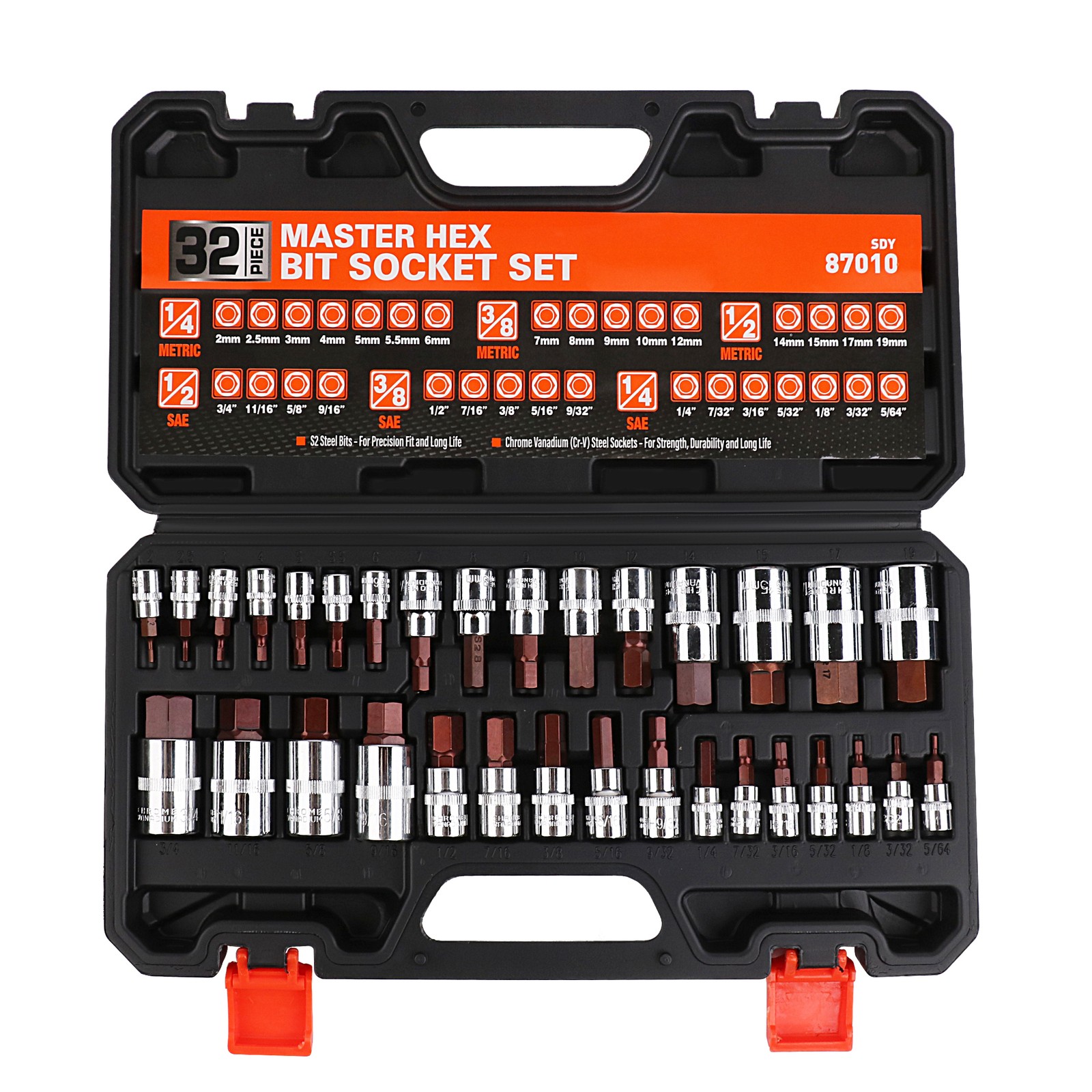 HORUSDY Hex Bit Socket Set 32PC SAE Metric 1/2\