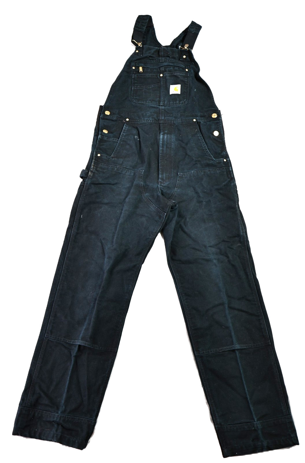 CARHARTT US 102776 R01 32 x 32 Black Canvas Duck Double Knee Carpenter Overalls