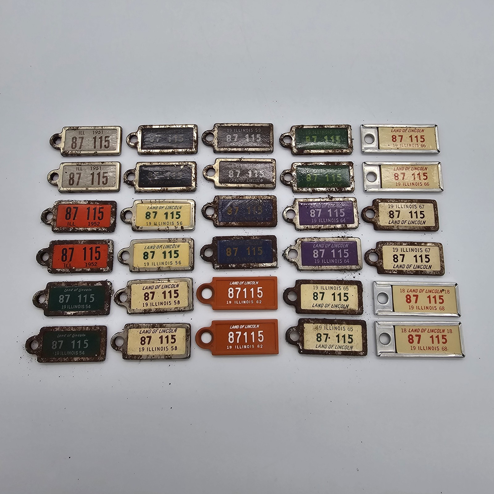 Illinois DAV License Plate Keychain Matching Pair 1951-1968