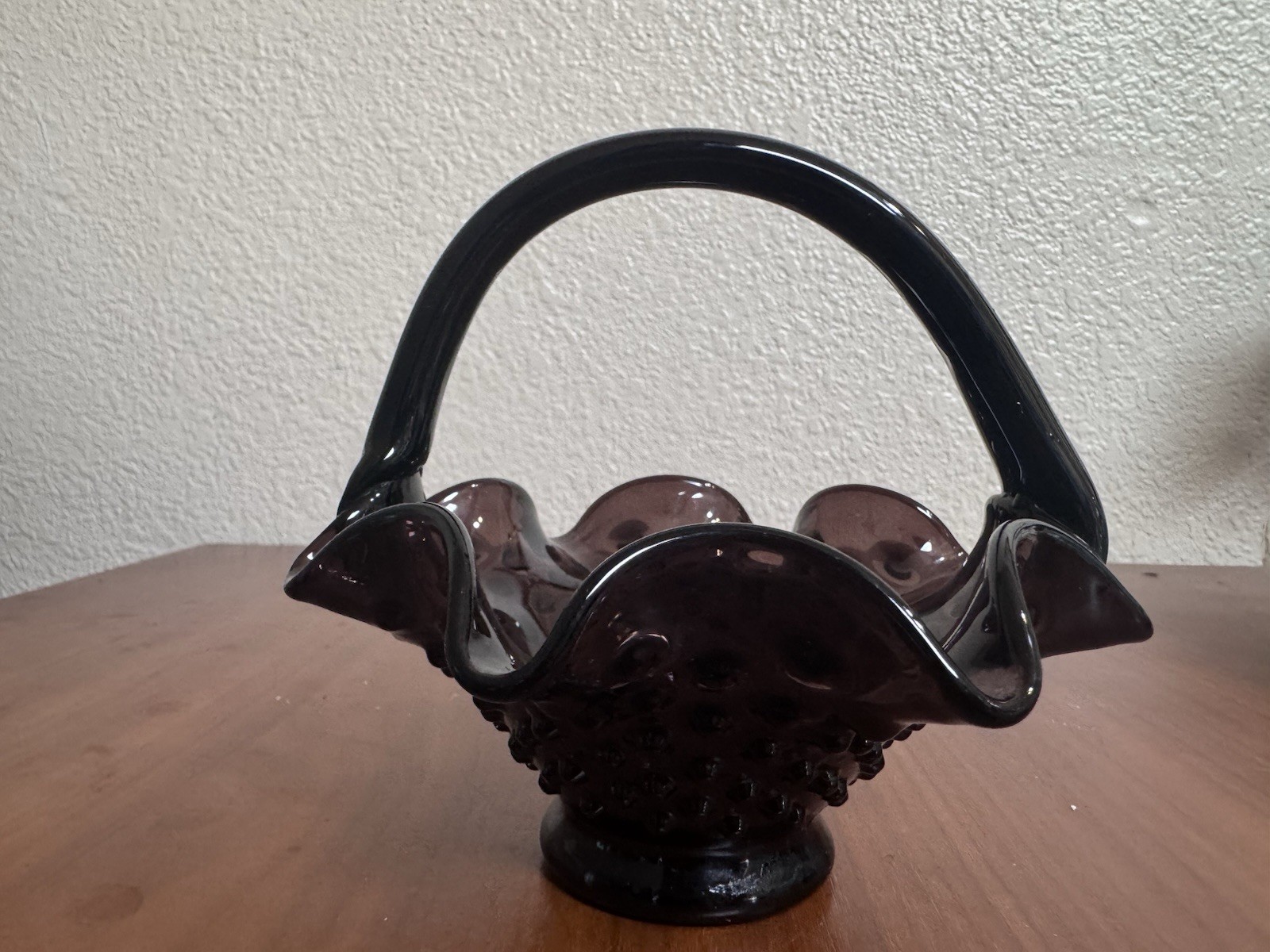 Fenton Plum Hobnail 6” Basket Hard To Find