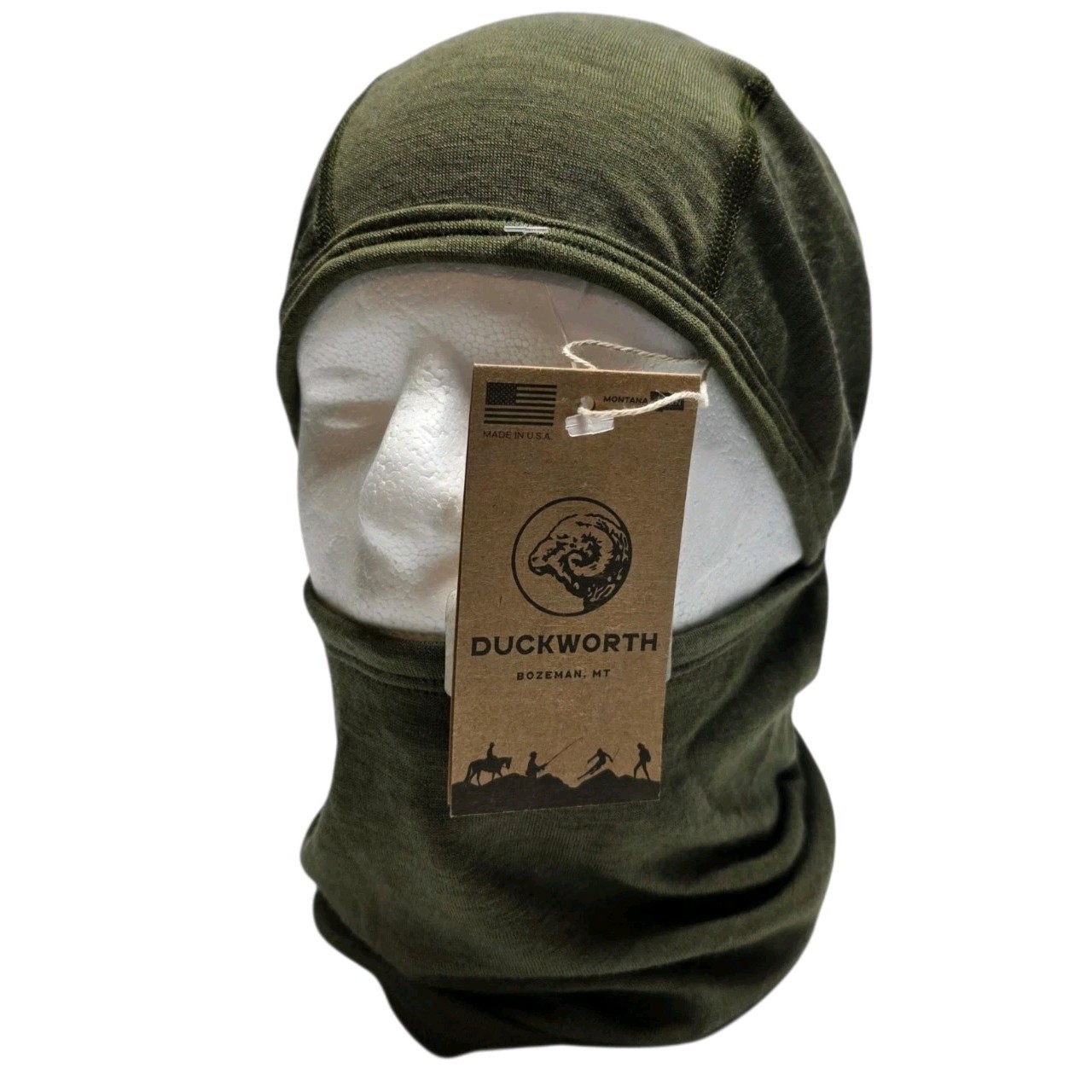 New Duckworth Comet Merino Wool Balaclava Olive Green One Size USA NWT