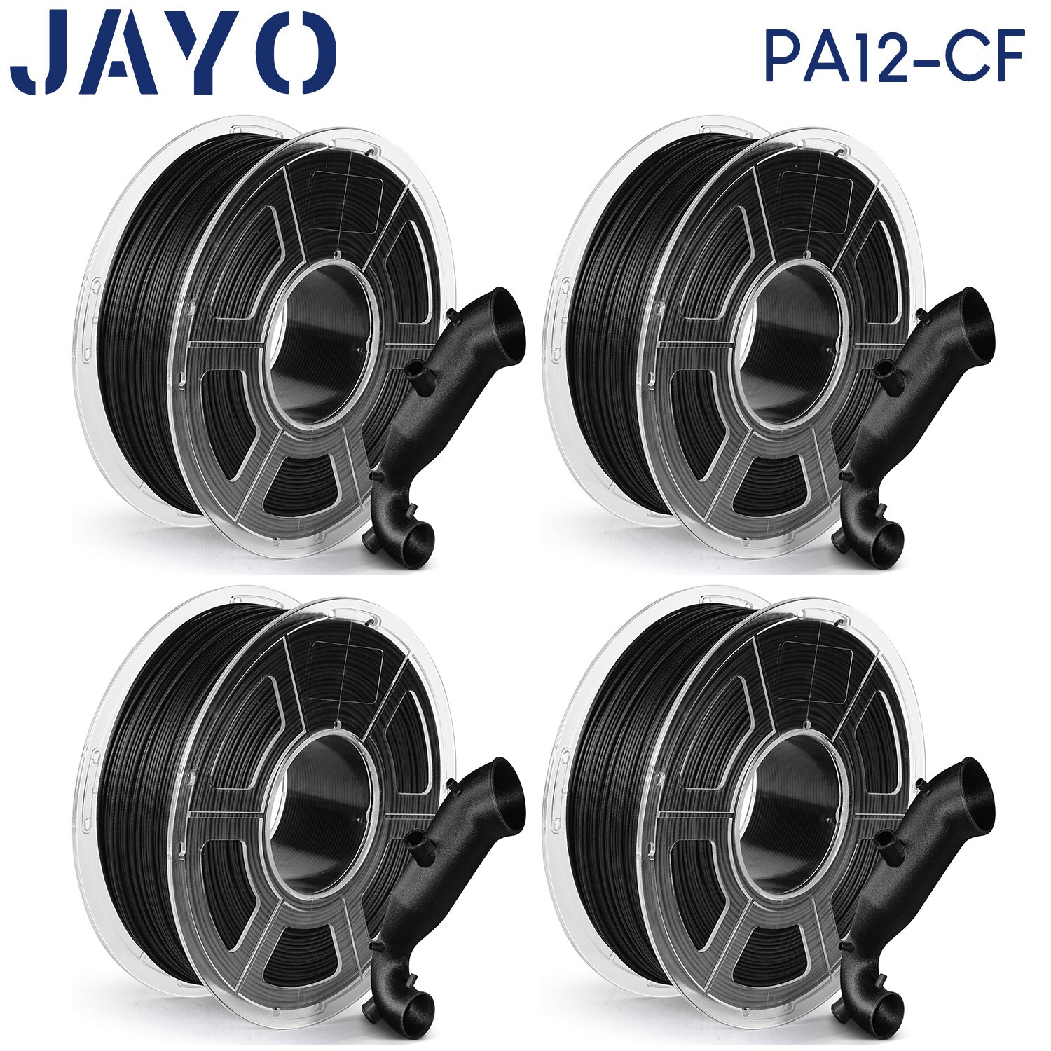 JAYO 4*1KG Black PA12-CF Nylon Carbon Fiber Filament 1.75mm Superior Toughness