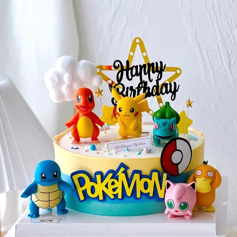 13Pcs Pokemon Cake Toppers Set - Pikachu Birthday Party Decor for Kids