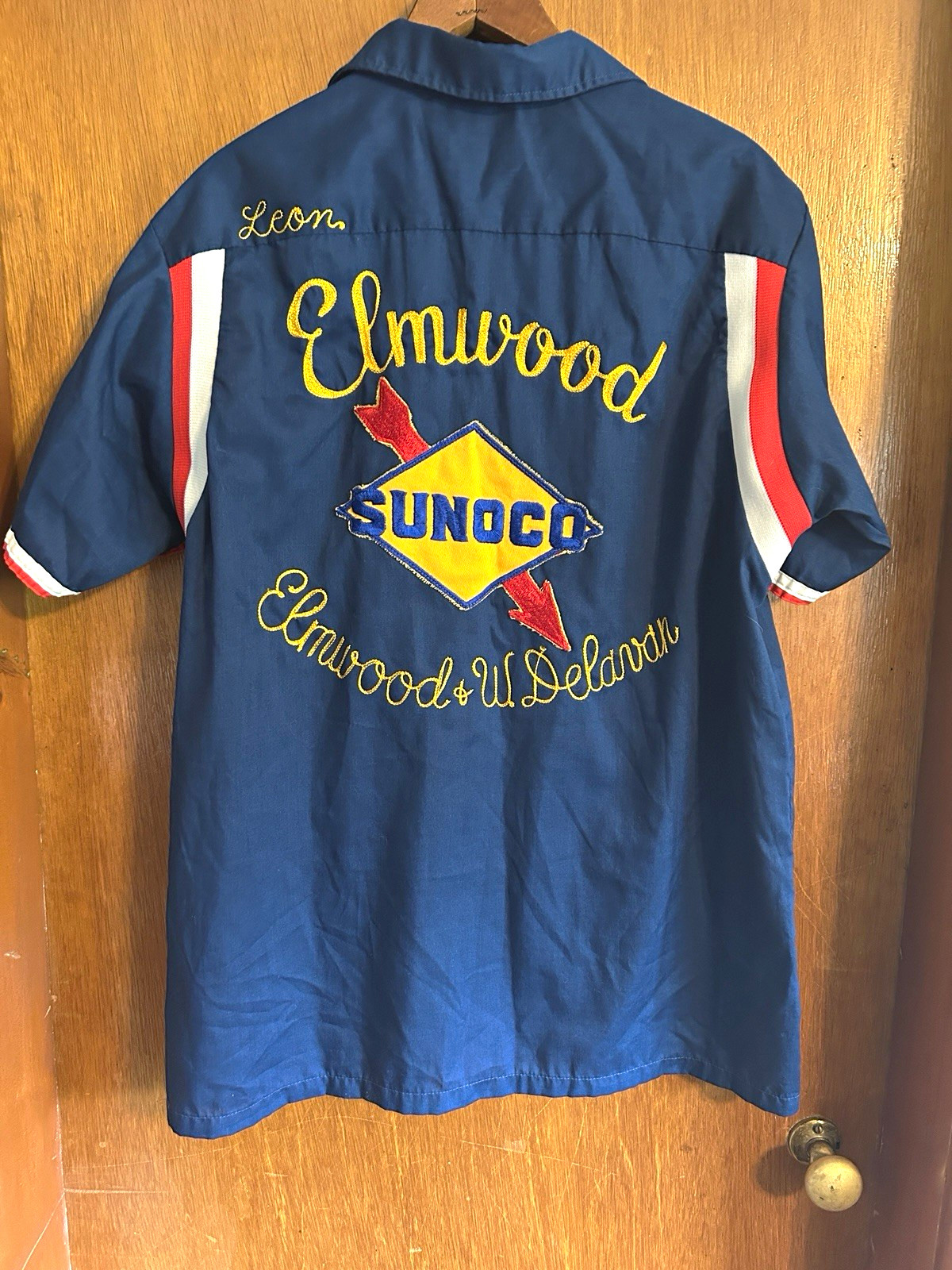 Vintage 1976 SUNOCO Hilton Bowling Shirt 38 Gas Station Buffalo NY Bicentennial