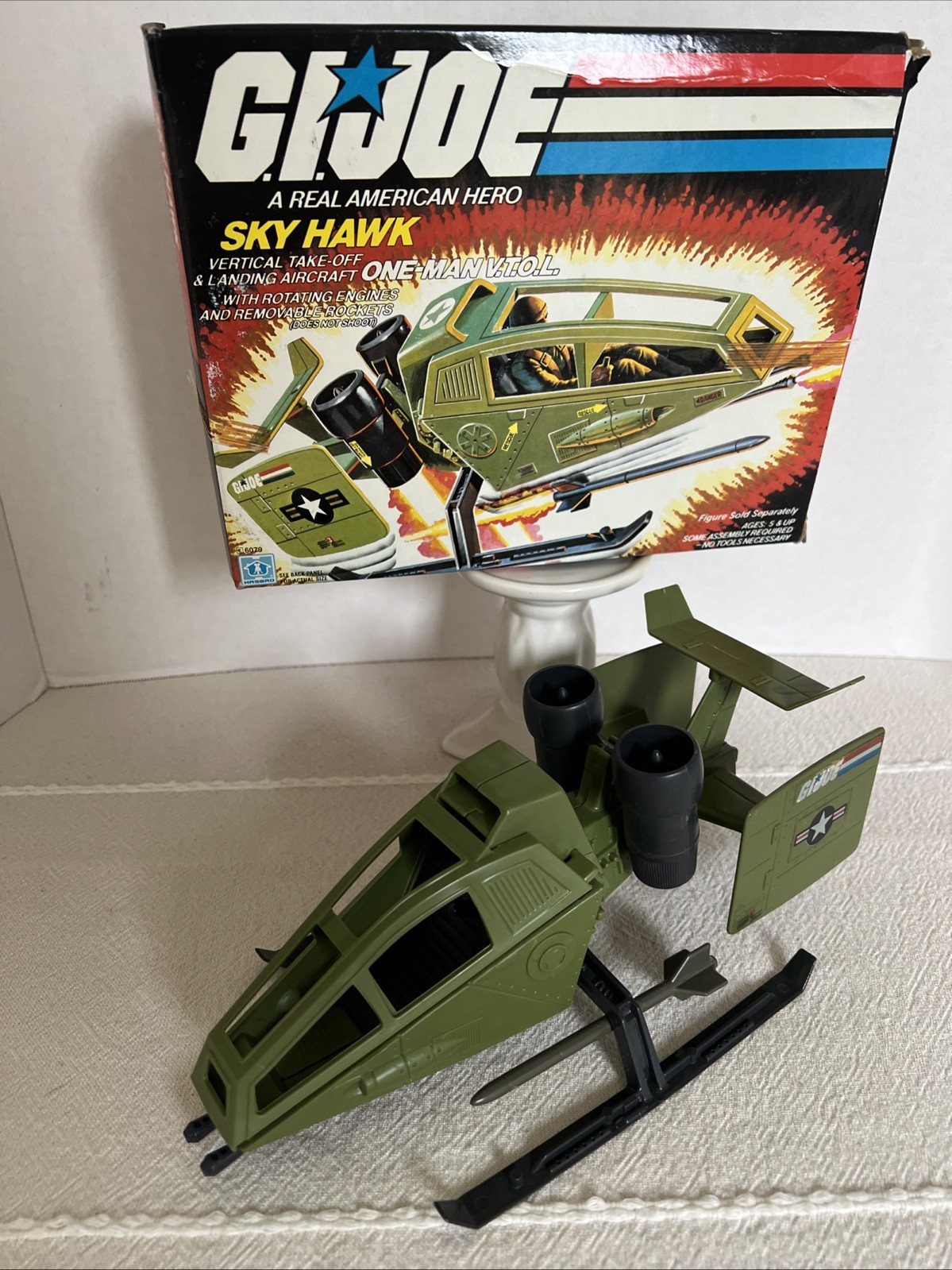 VINTAGE 1980\'S HASBRO GI JOE SKY HAWK ONE MAN V.T.O.L. COMPLETE WITH BOX