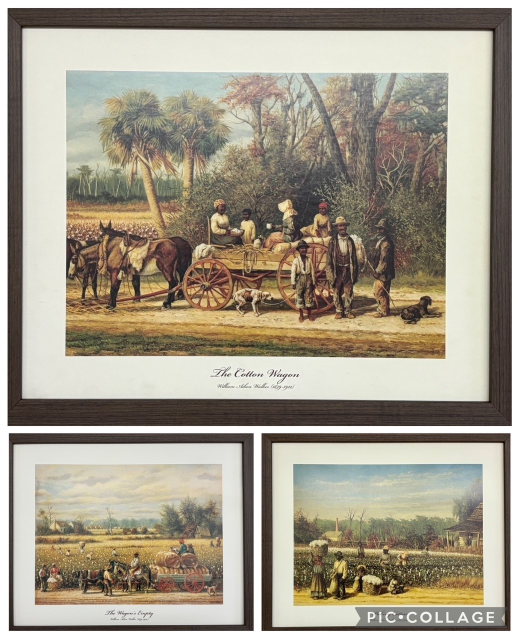 William Aiken Walker - 3 PIECE FRAMED ART SERIES- Black South Sharecropper NEW