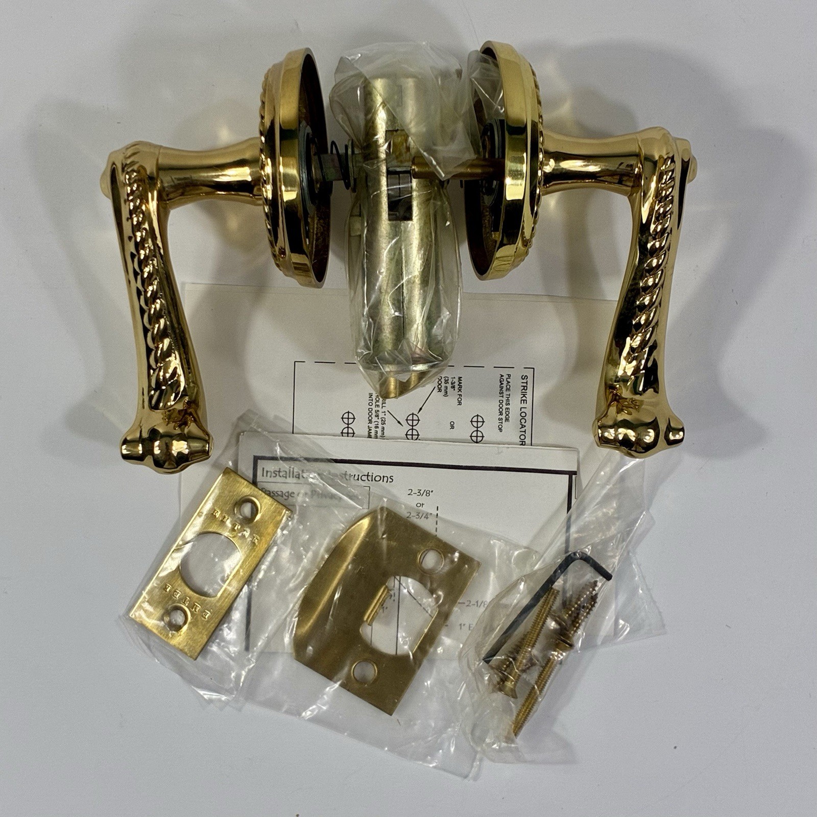 Emtek 8201 Rope Lever Passage Set Polished Brass LH Solid Brass New Nautical