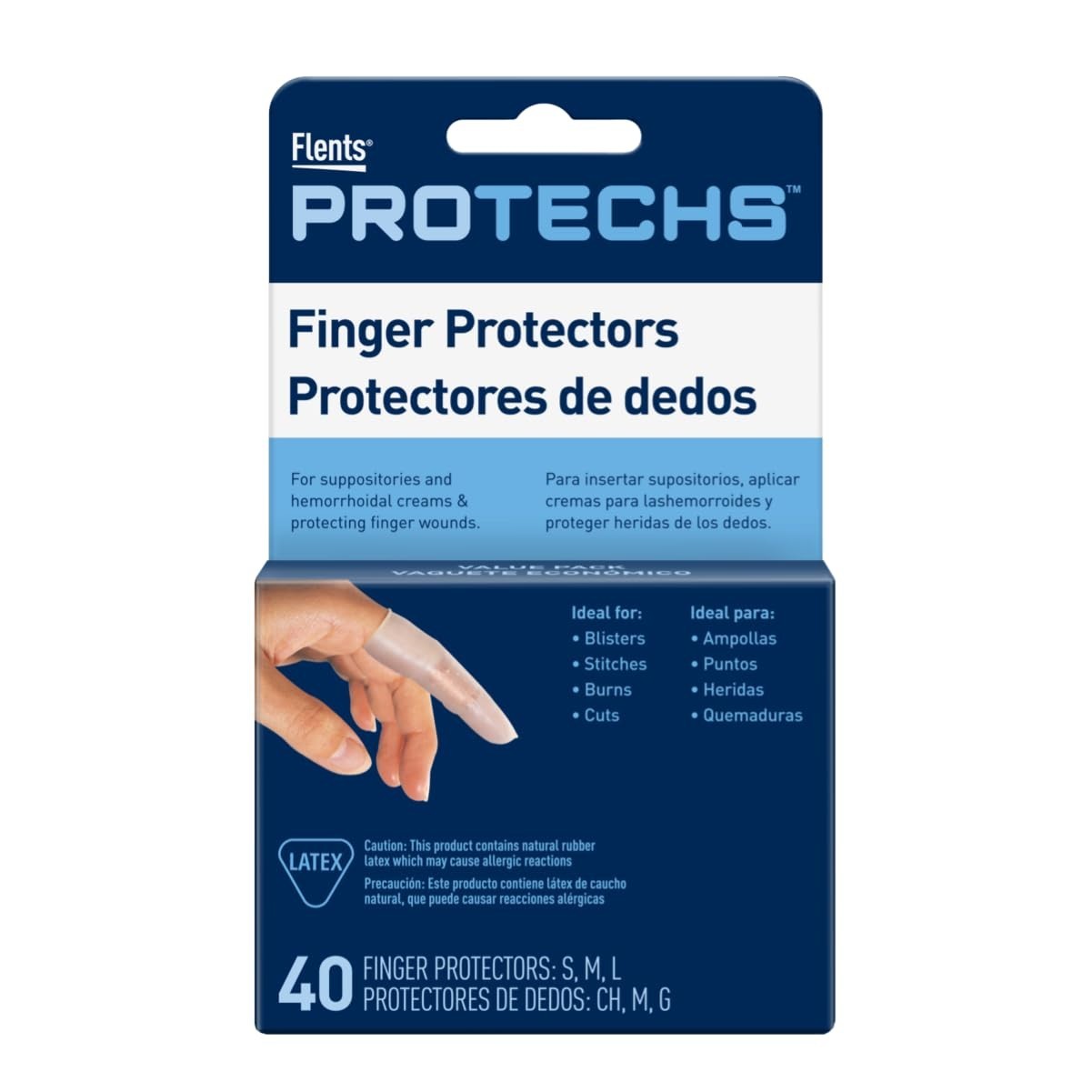 Protechs 40-Count Finger Protectors & Toe Cots - Assorted Sizes for Wound Care