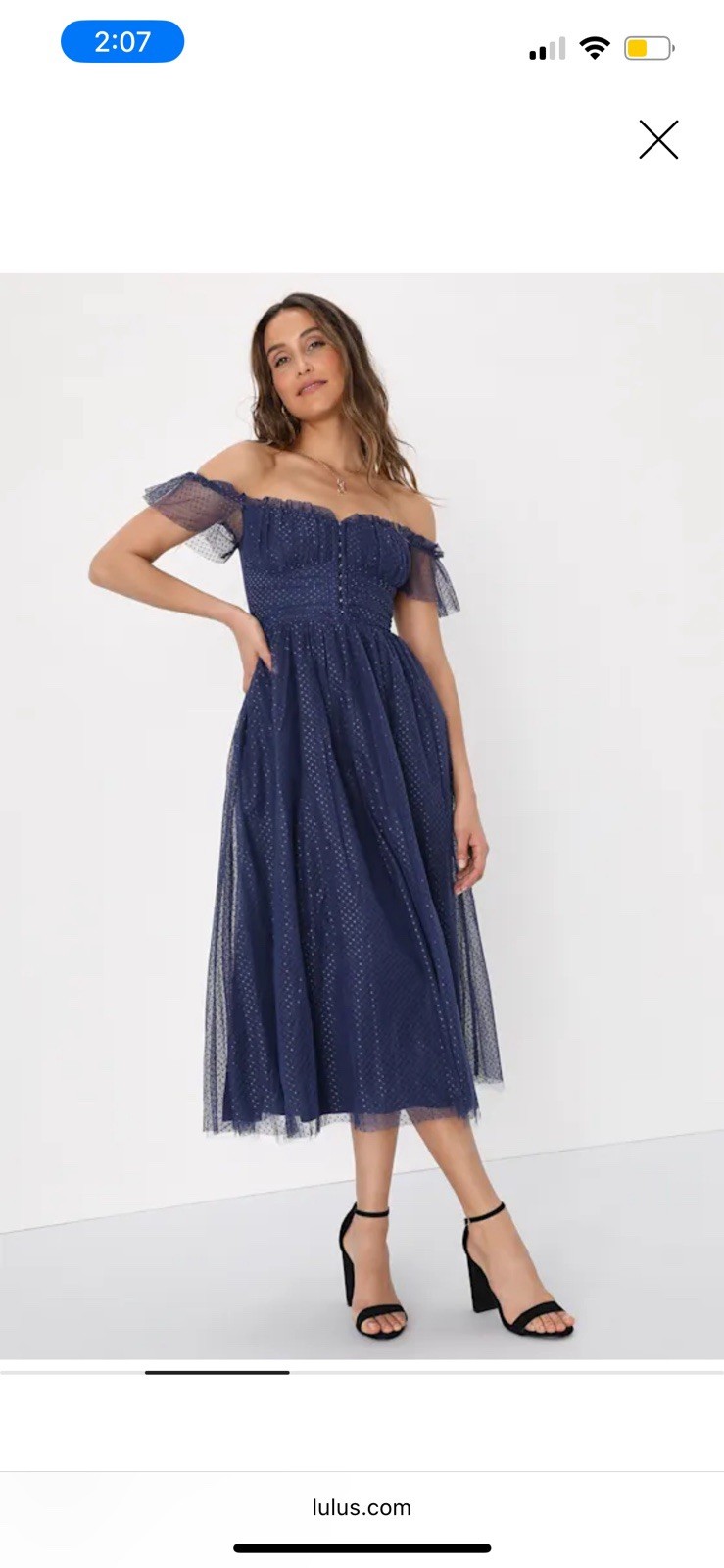 Lulus Regal Radiance Navy Blue Tulle Bustier Midi Dress Size Medium