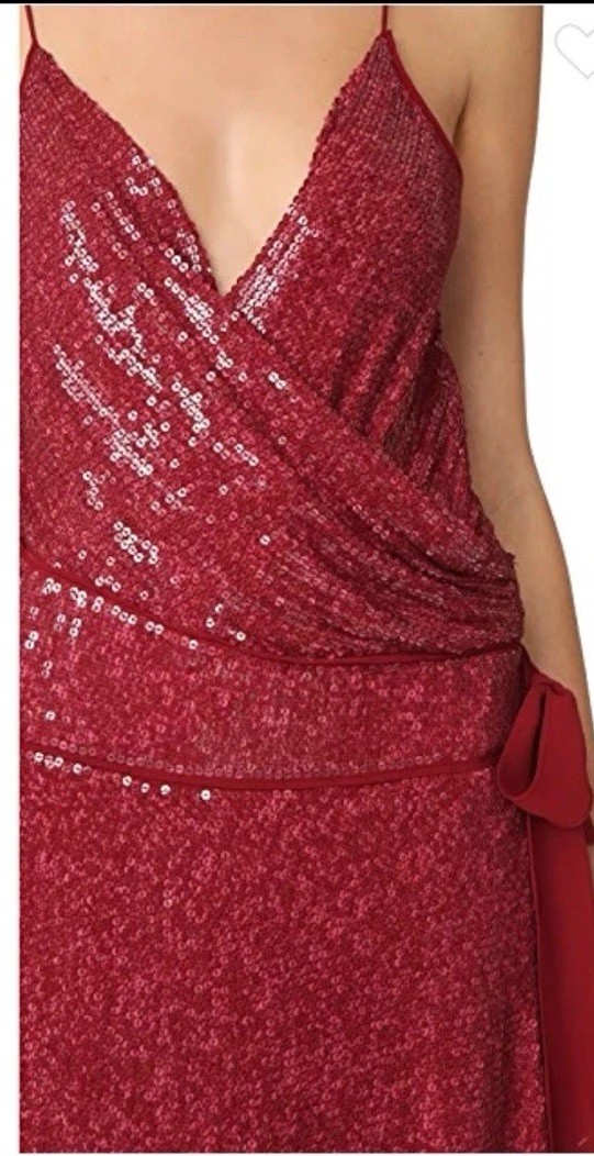 NWOT Diane Von Furstenberg BRENNDA SURPLICE V-NECK SEQUINED GARNET DRESS sz 6