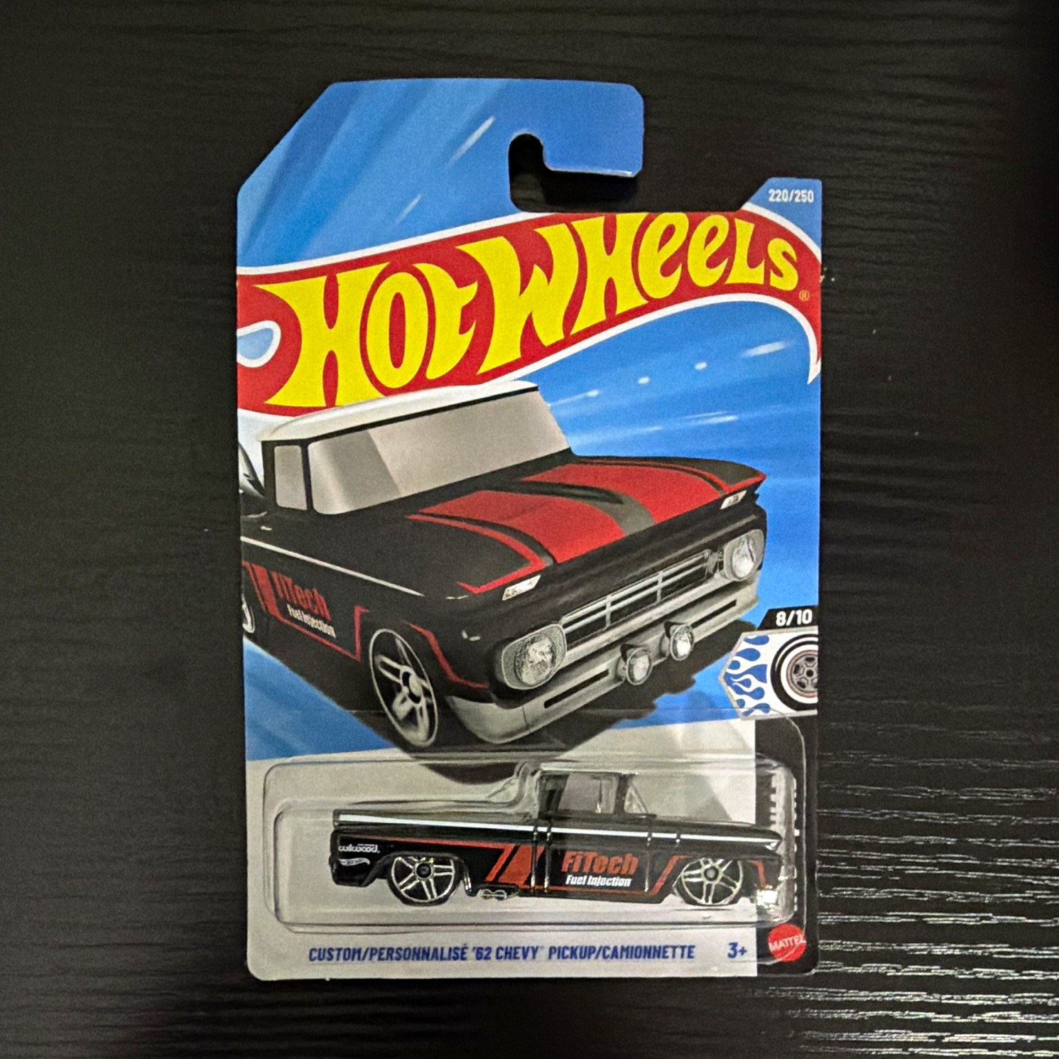 Hot Wheels \'62 Chevy Pickup Black/Red FiTech Injection 1:64 Unopened