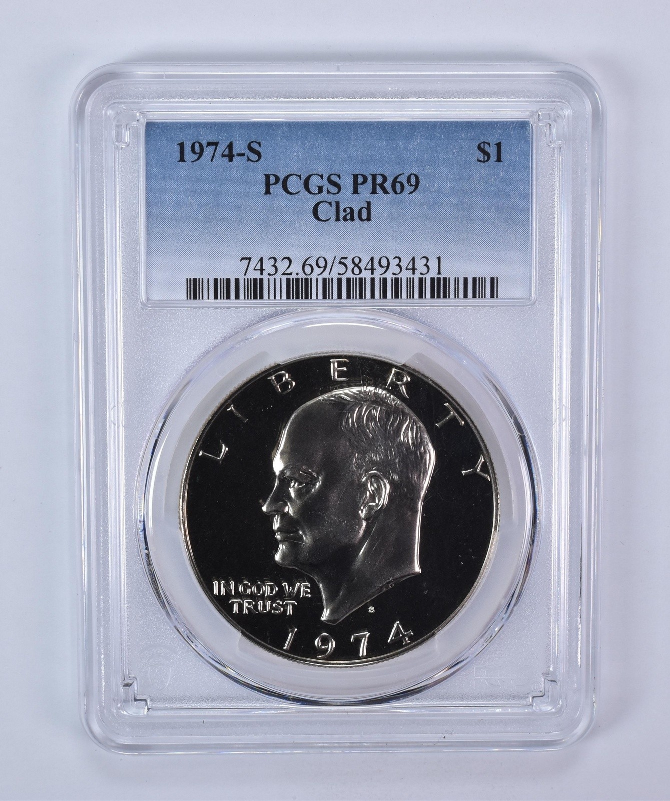 1974-S Eisenhower $1 CLAD PR69 PCGS Blue Label 1974-S Eisenhower $1 CLAD PR69 PCGS Blue Label