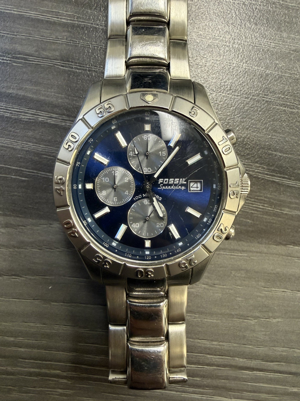 Fossil Blue Men\'s Speedway Chronograph Watch CH-2332 Silver Case Bracelet Band Fossil Blue Men\'s Speedway Chronograph Watch CH-2332 Silver Case Bracelet Band