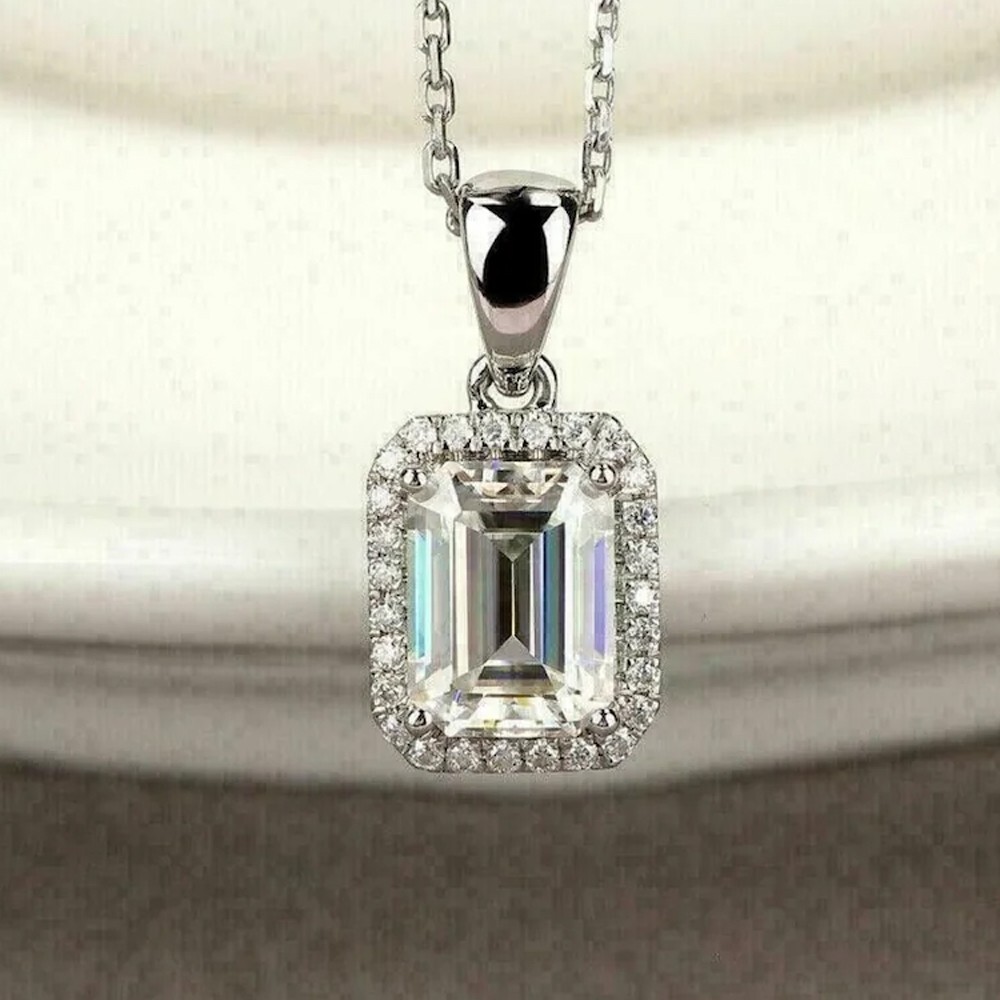 RARE 5.80 Ct Certified Off White Treated Diamond Solitaire Pendant in 925 Silver