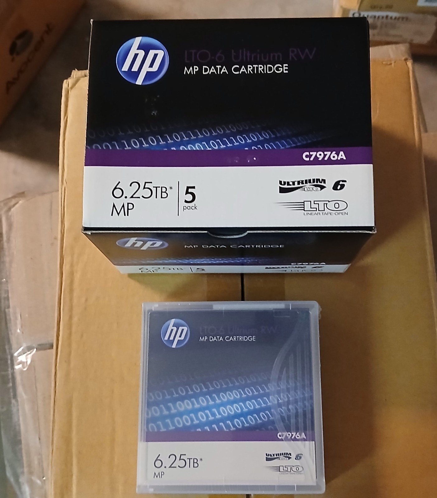 HPE C7976A LTO-6 Ultrium 6.25TB RW New Sealed LTO6 Data Tape Cartridge (5Tapes)