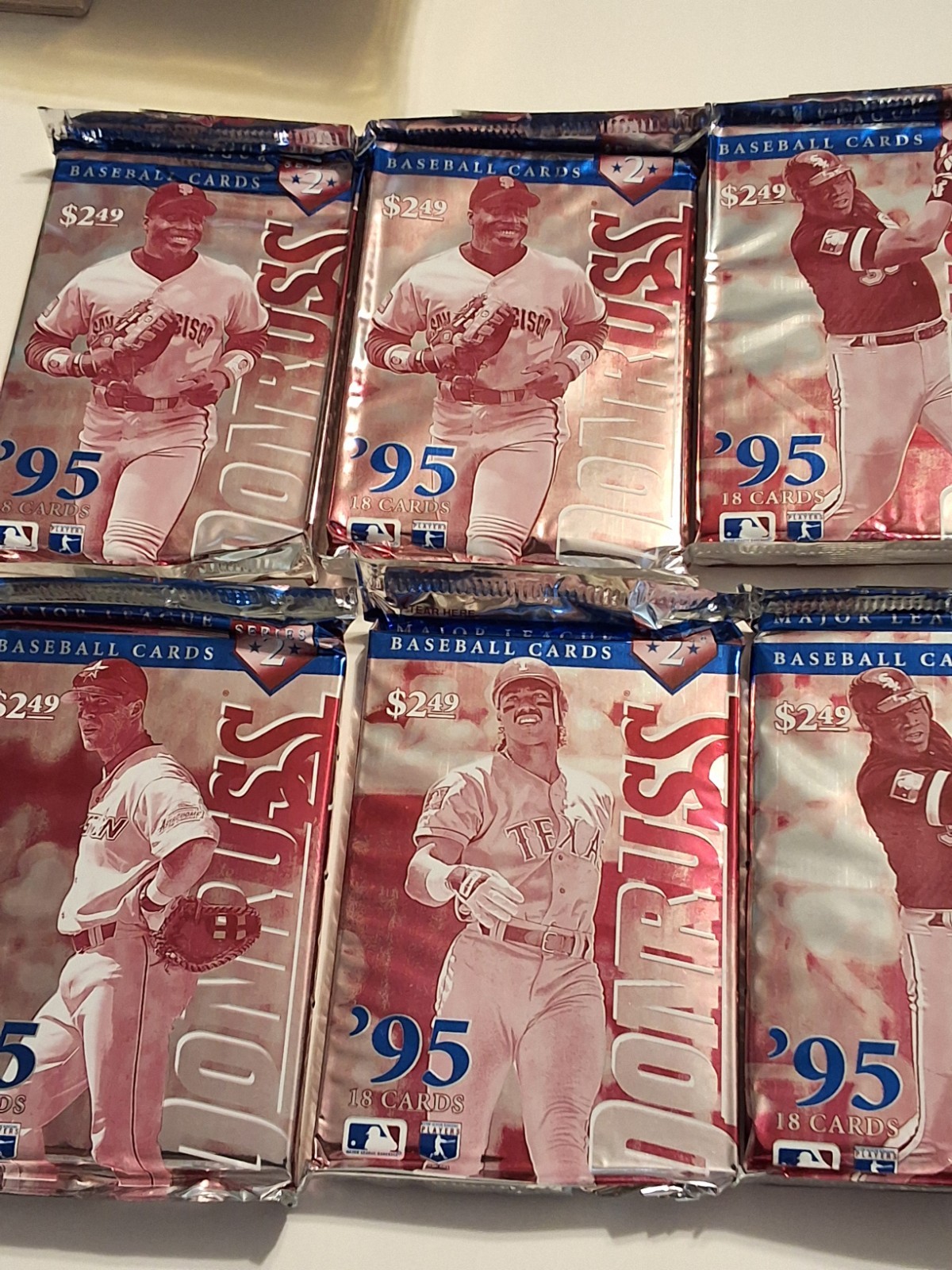 1995 DONRUSS BASEBALL CARD SERIES Two WAX PACKS x6 SEALED 18 CARDS PER PACK