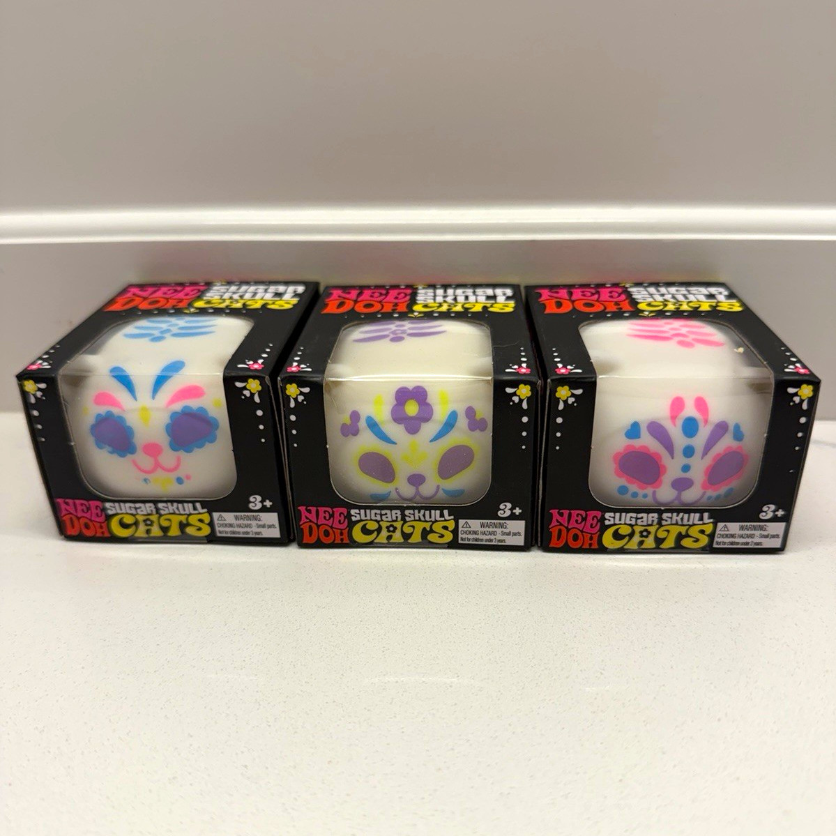 Rare NeeDoh Sugar Skull Cats- Full Set- 💯 Authentic- Lot of 3