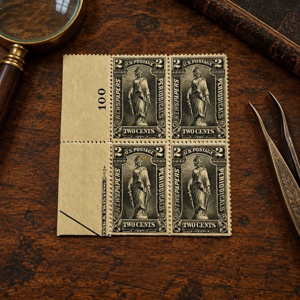 1895 US Scott # PR115 Newspaper Plate Block Of 4 MNH/H Stamps #3795