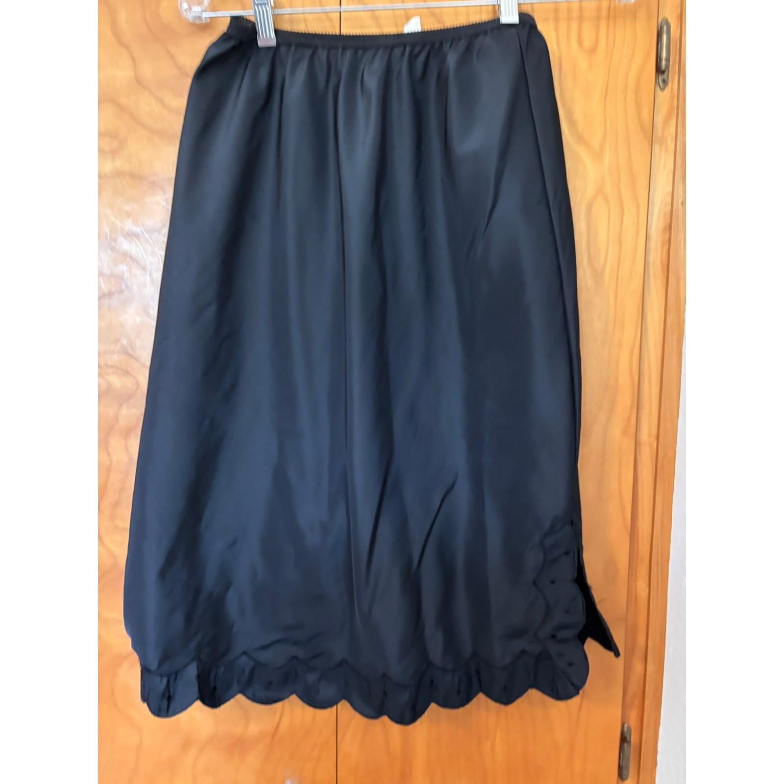 Vintage 50s 60s Barbizon Tafredda Black Half Slip Scalloped Embroidered Hem
