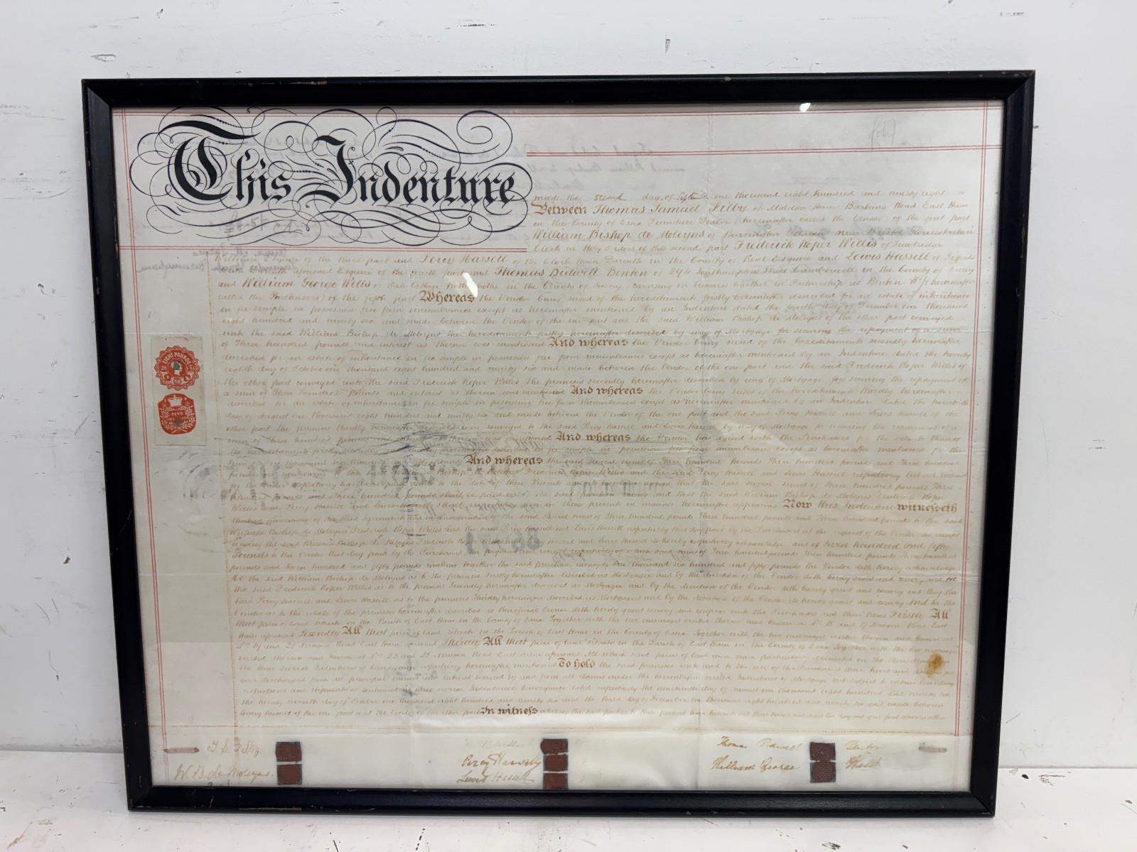Antique “This Indenture” dated 1898 Land Ownership Documentation Thomas Samuel Antique “This Indenture” dated 1898 Land Ownership Documentation Thomas Samuel
