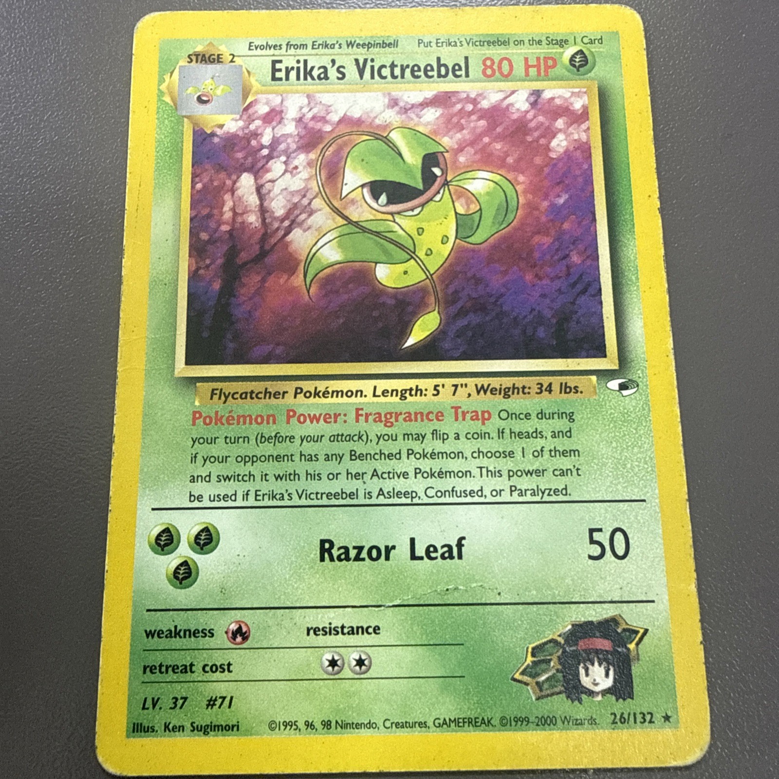 WOTC Pokemon TCG Erika\'s Victreebel 26/132 Gym Heroes Rare HP /Dmg