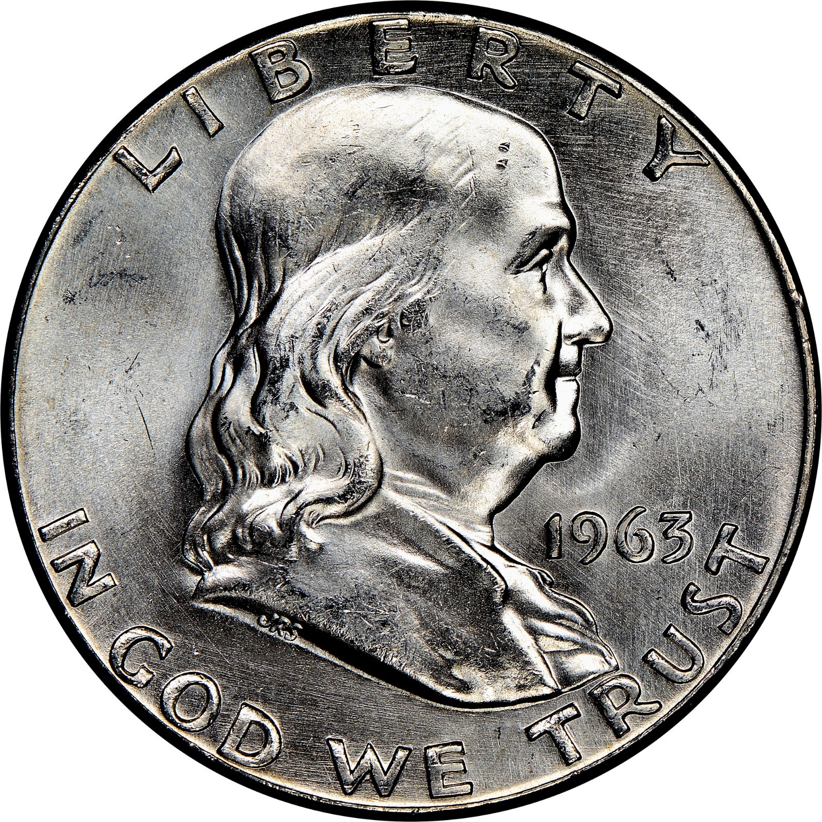 1963 P Uncirculated 90% Silver Franklin Half Dollar