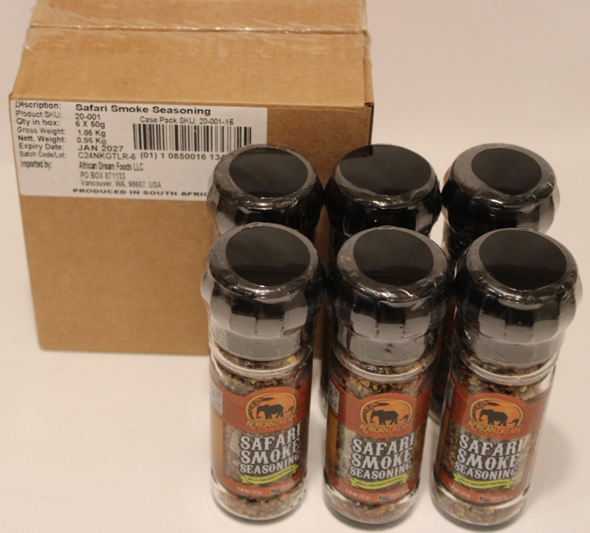 African Dream, Safari Smoke Seasoning - NEW, Sealed - Lot of 6 x 50g bottles