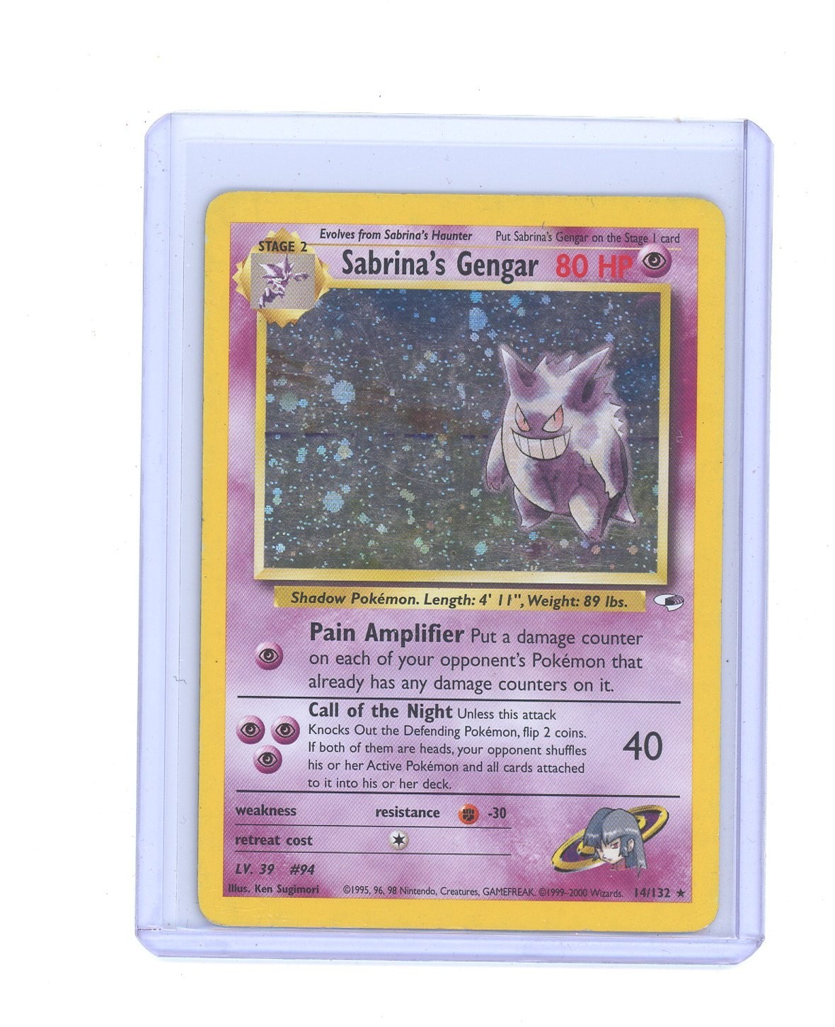 2000 Gym Heroes Sabrina's Gengar 14/132 Rare Holo Pokemon Card HP