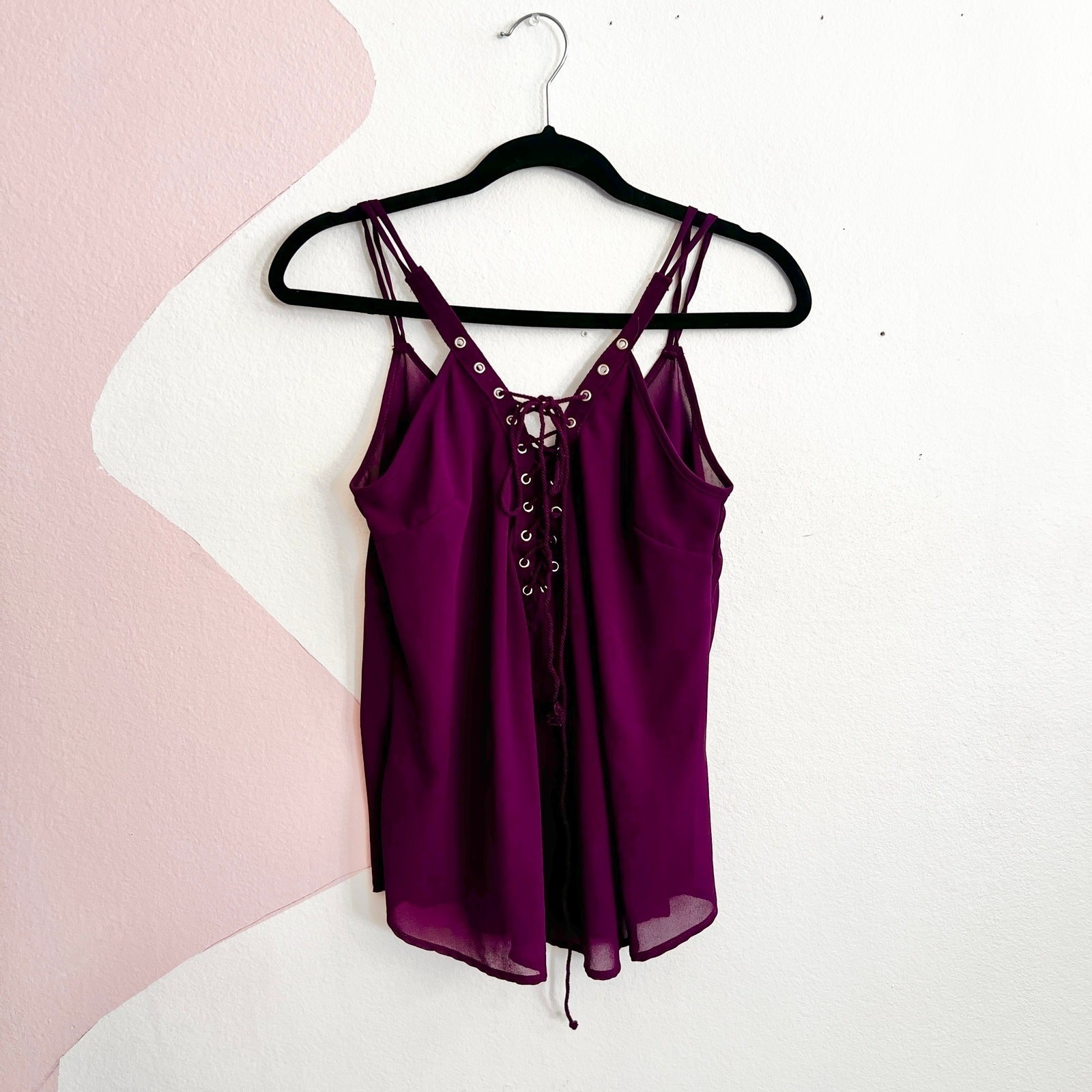 Vtg y2k 2000s Lace Up Top Small Purple Retro Whimsigoth