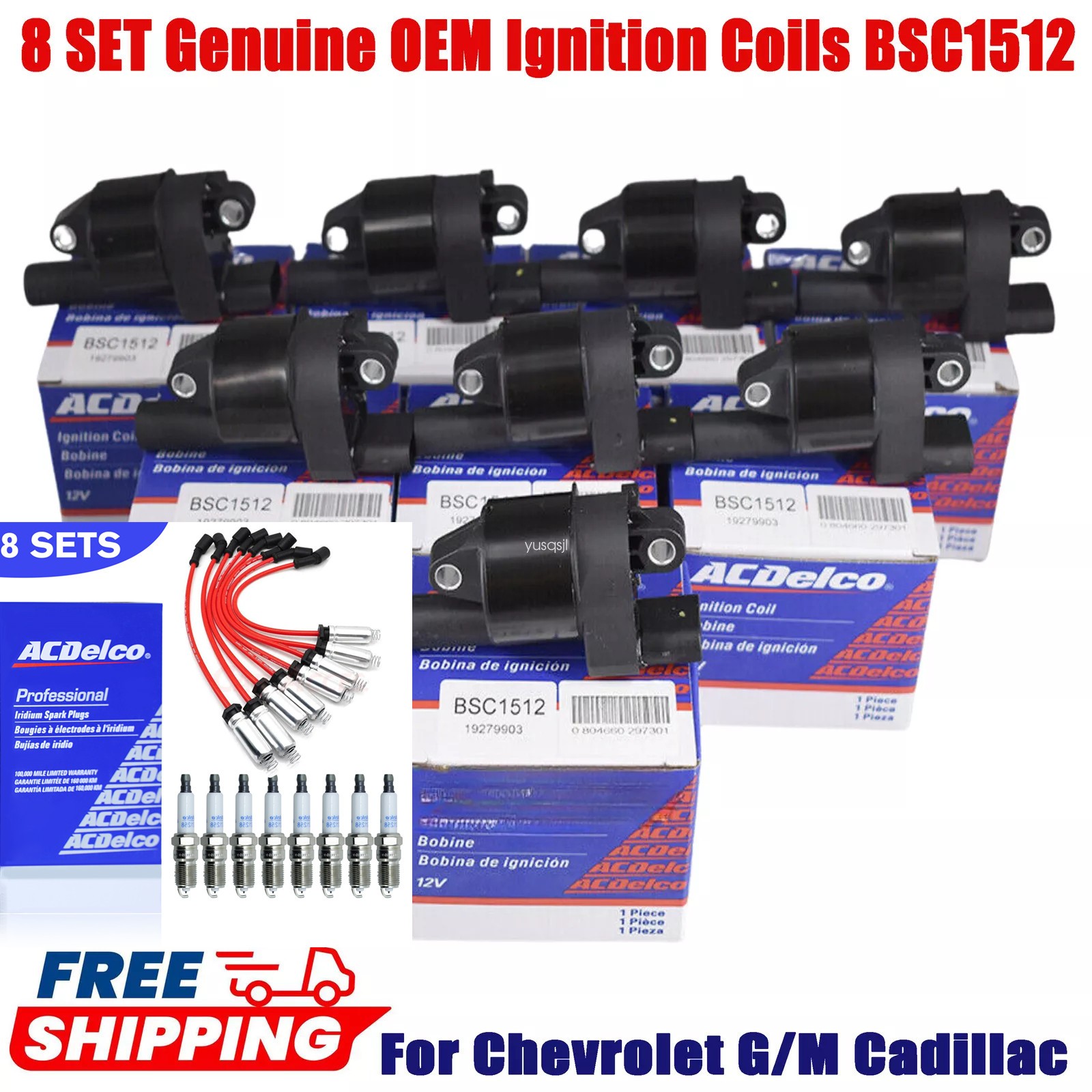 Genuine UF414 8p Ignition Coils+Spark Plugs+Wire For GMC Chevy SilveradoTahoe .￥