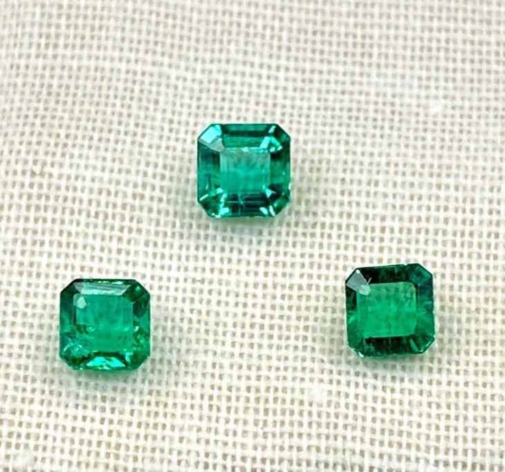 1.06 crt Natural Emerald Square 3 Piece Set Certified Loose Gemstone