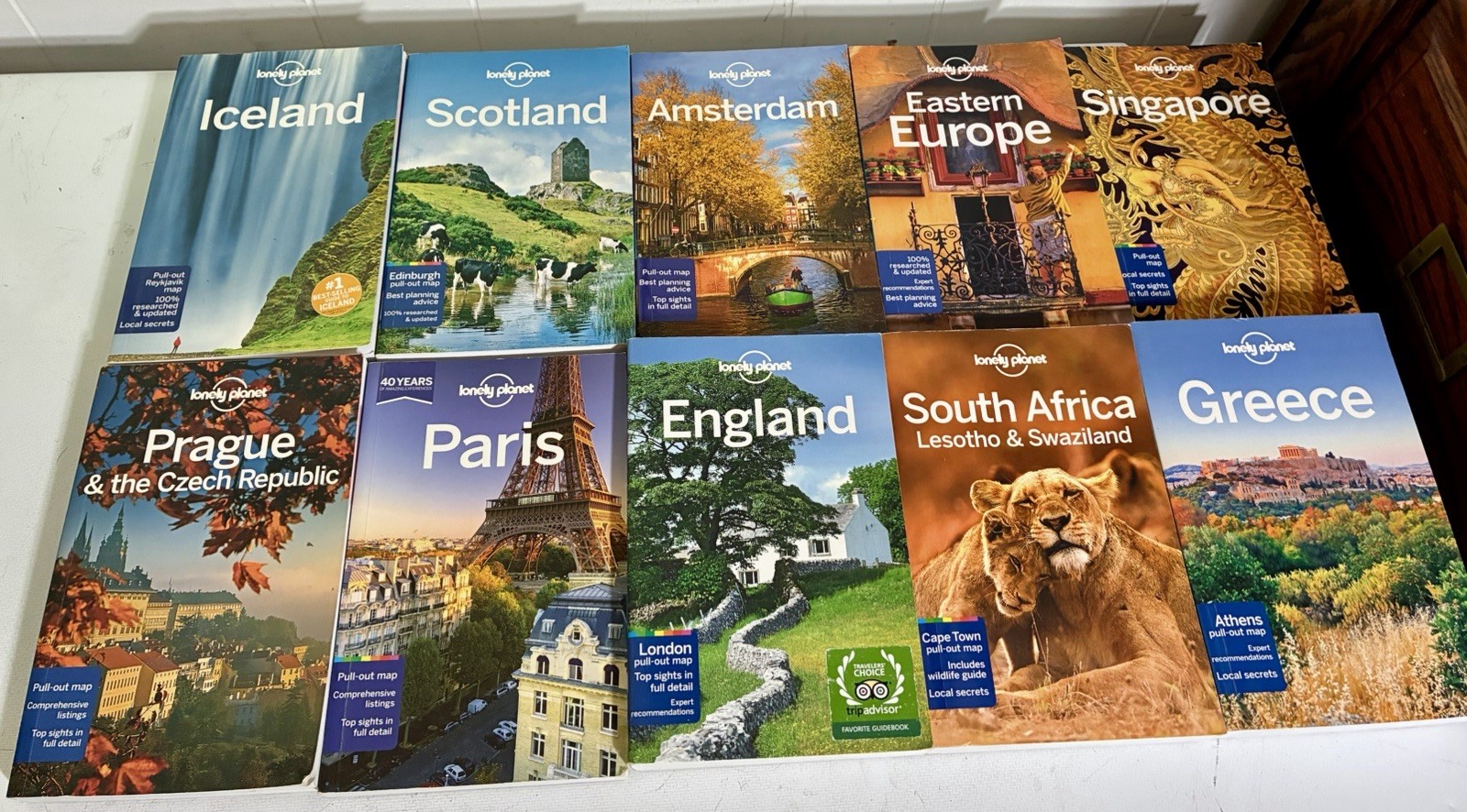 Lonely Planet Travel Guide Book Lot (10) Europe UK South Africa Pull-Out Maps