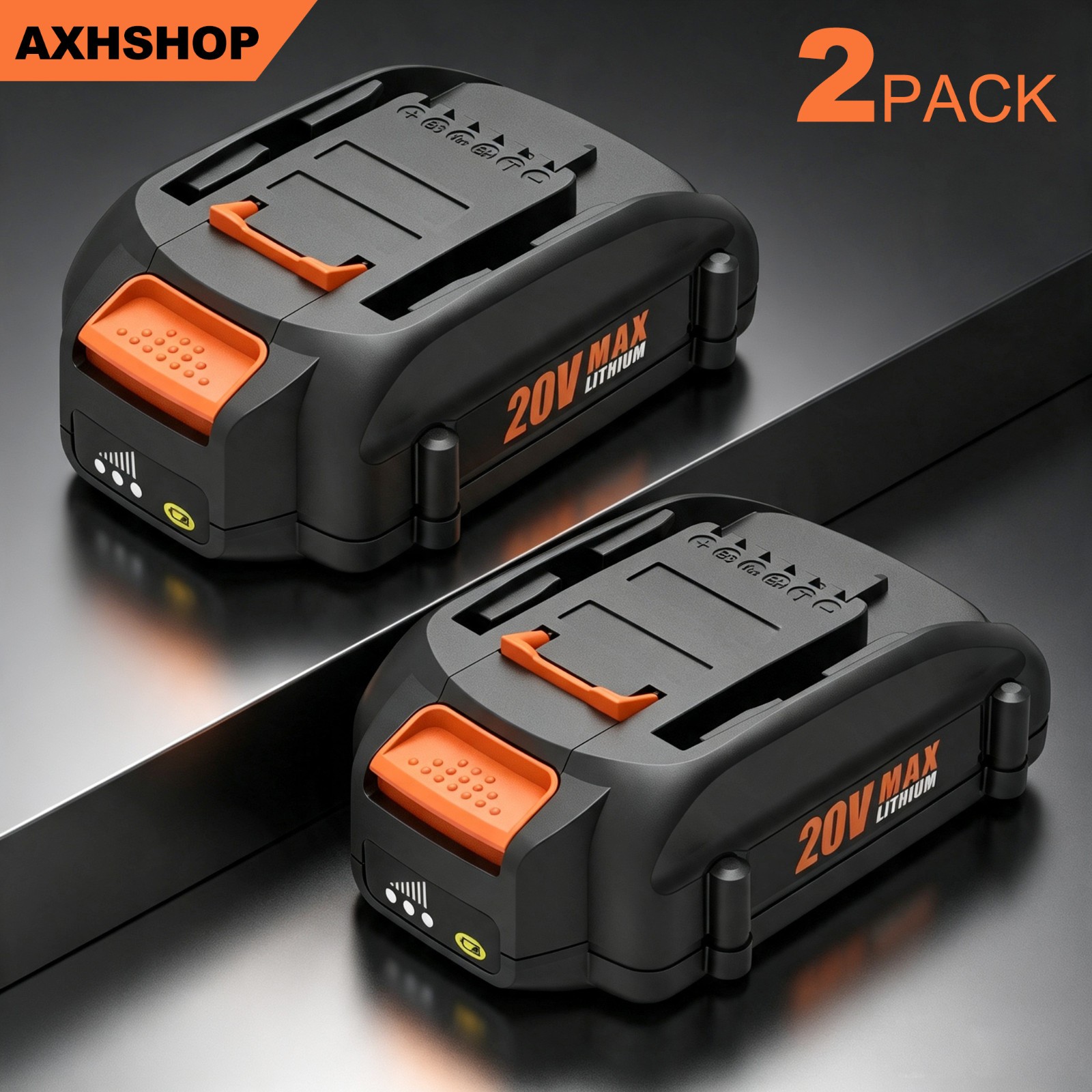 2Pack 20V 4.0Ah Lithium-Ion Battery for Worx 20Volt Battery WA3525 WA3520 WA3575