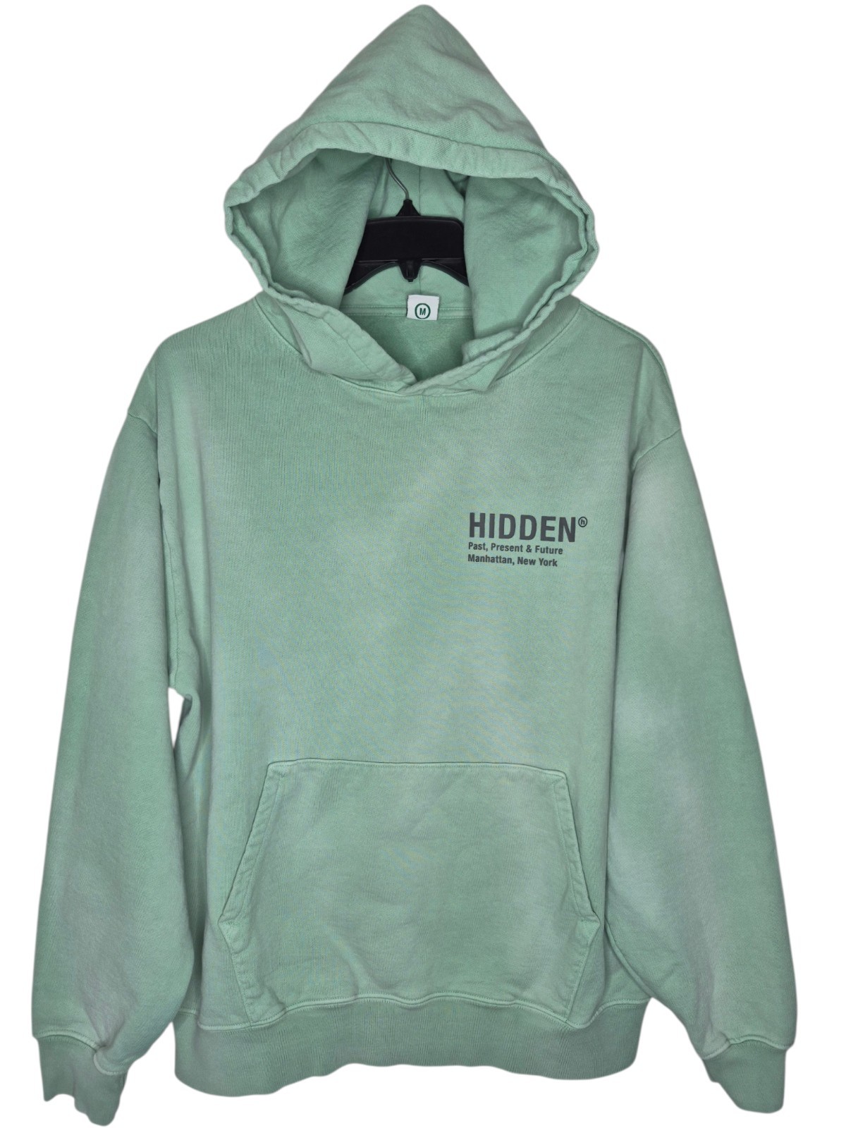 Hidden NY Heavyweight Hoodie Mens Medium Mint Green Back Logo Streetwear 25x28