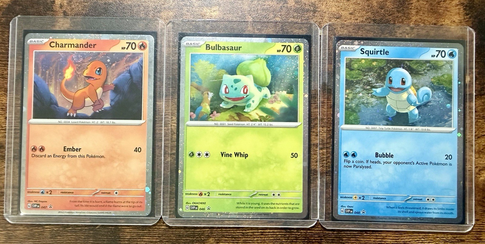 Pokemon151 Promo Charmander SWIRL Squirtle DOUBLE SWIRL Bulbasaur Cosmos Holo NM Pokemon151 Promo Charmander SWIRL Squirtle DOUBLE SWIRL Bulbasaur Cosmos Holo NM