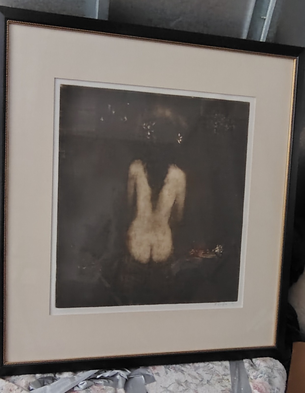 Randall LaGro Signed Original Print / Monotype 1999 Framed Female Nude Taos NM