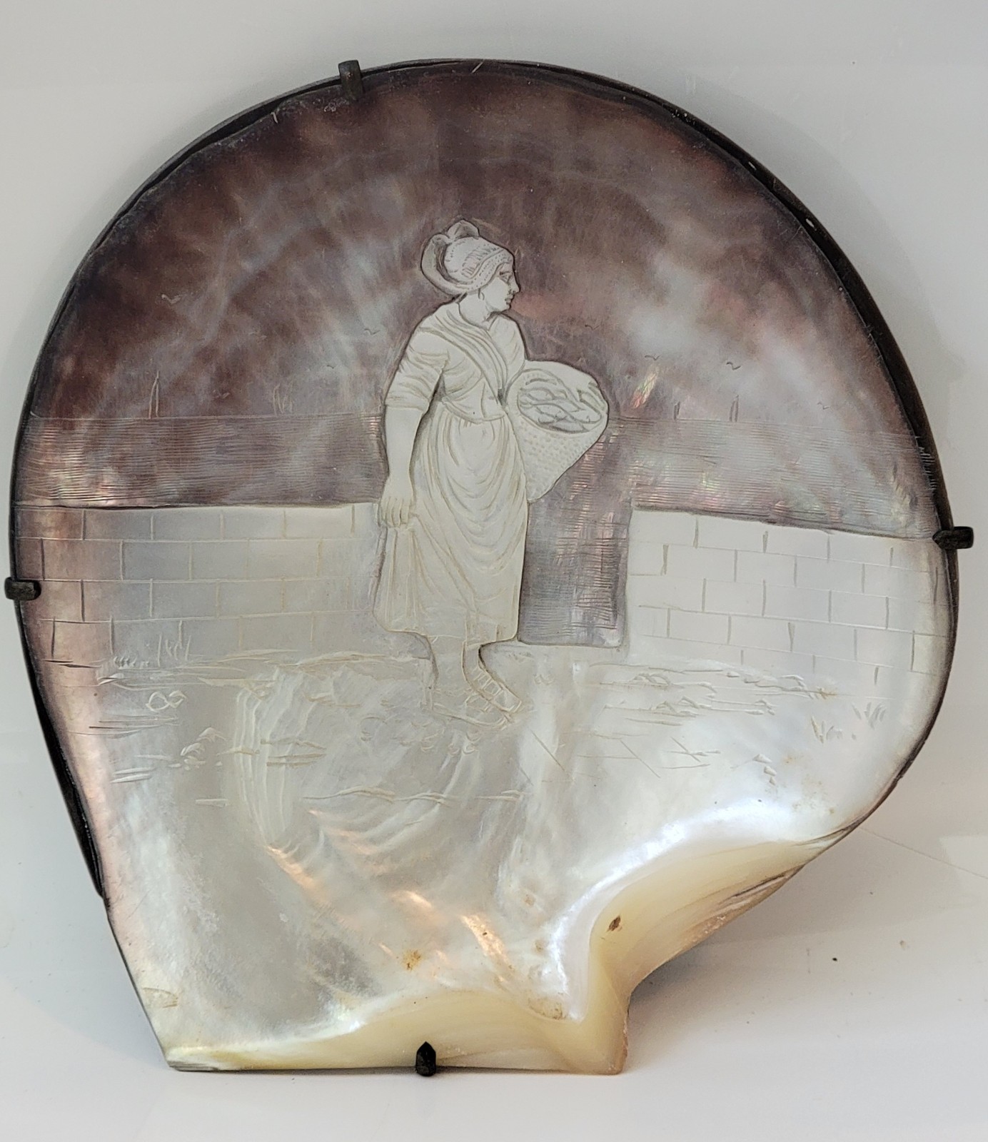 Antique 19th Century French Carved Mother-of-Pearl Shell GRAND TOUR Souvenir