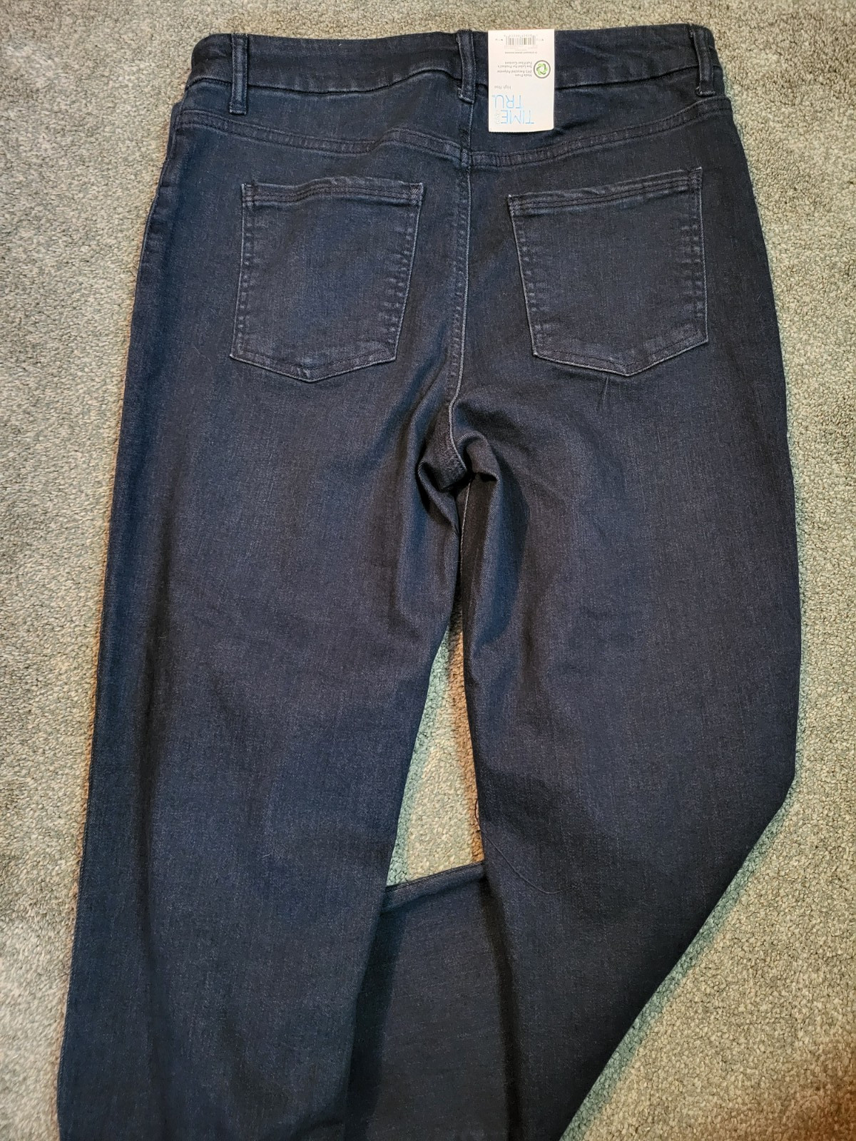 Women\'s Time & True High Rise Dark Straight Pull On Stretch Jeans Size M 8-10